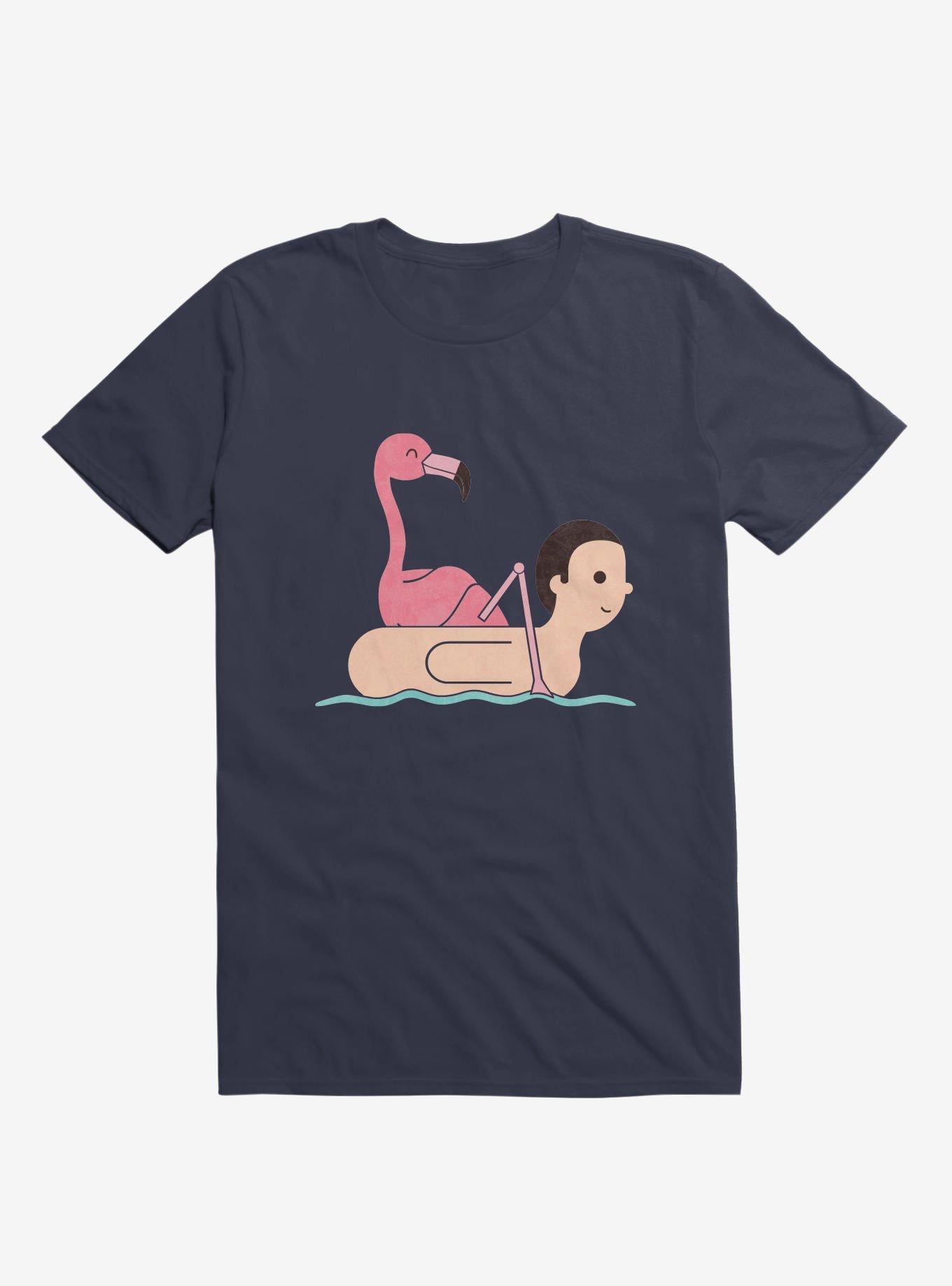 Flamingo On Human Floatie Navy Blue T Shirt T Shirt High Search Demand Gift Ready
