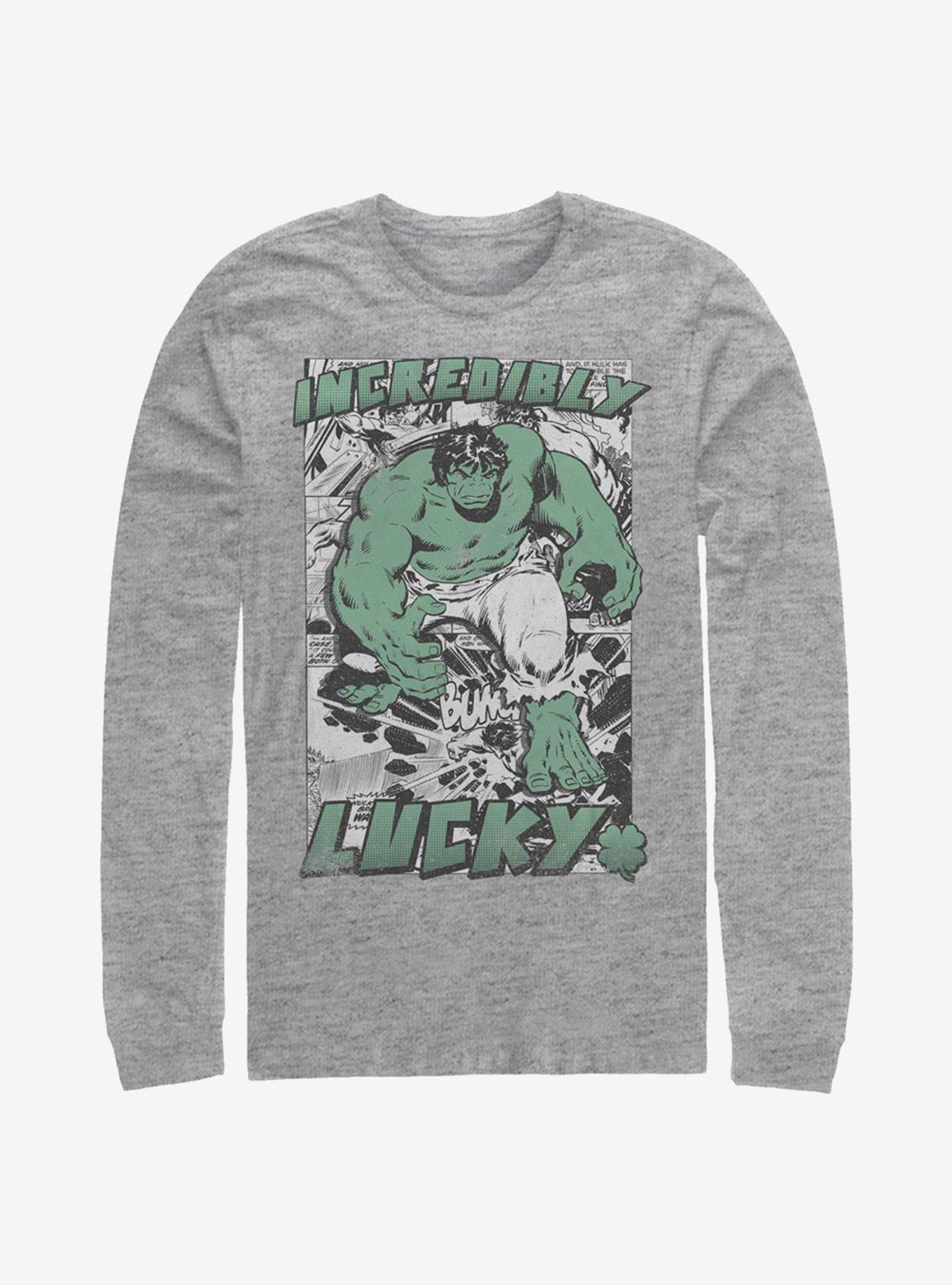 Marvel The Hulk Incredibly Lucky Long-Sleeve T-Shirt | Premium Unisex T-Shirt, Trending Graphic Tee