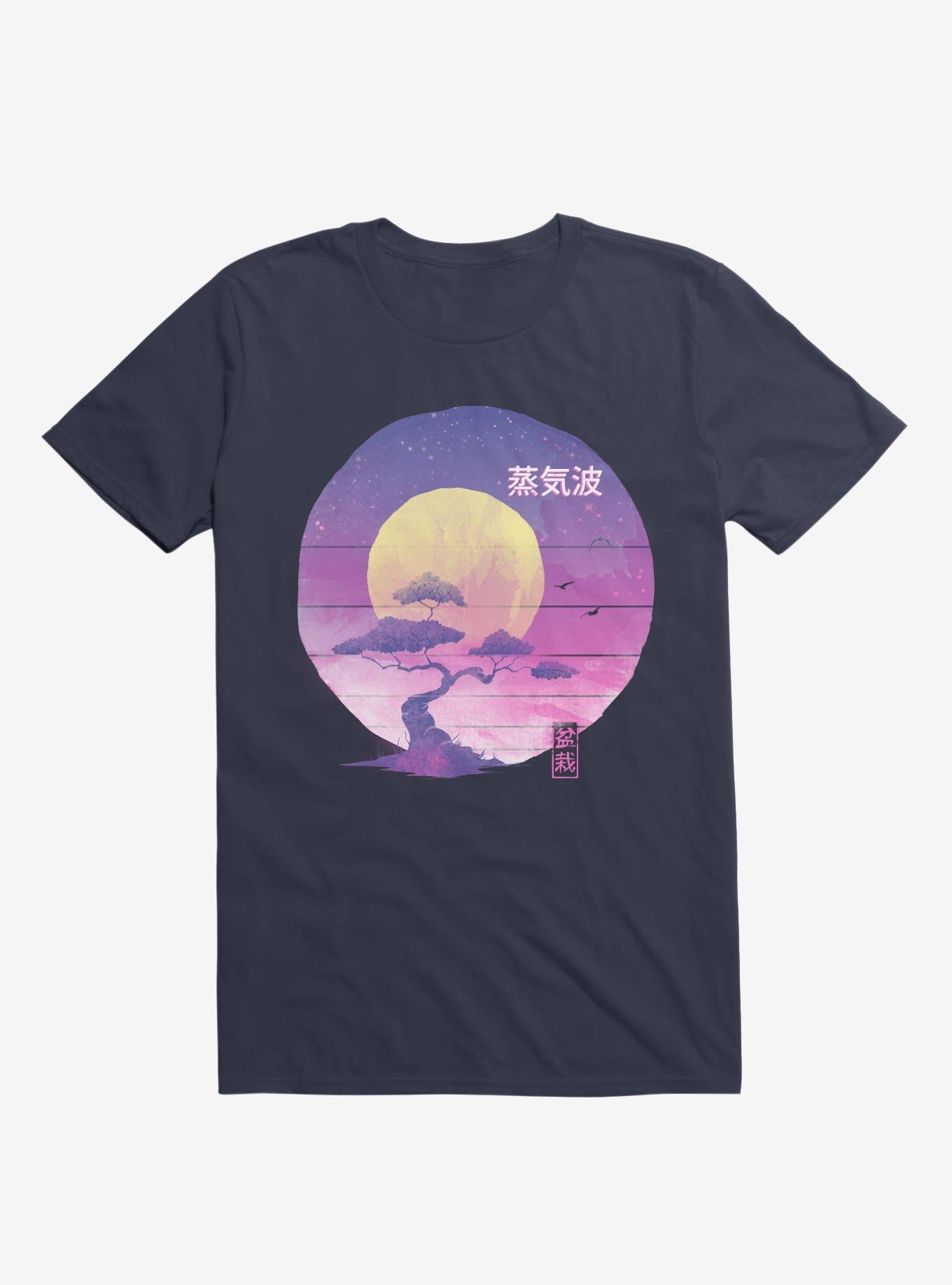 Neon Bonsai Wave Navy Blue T Shirt T Shirt Trending US