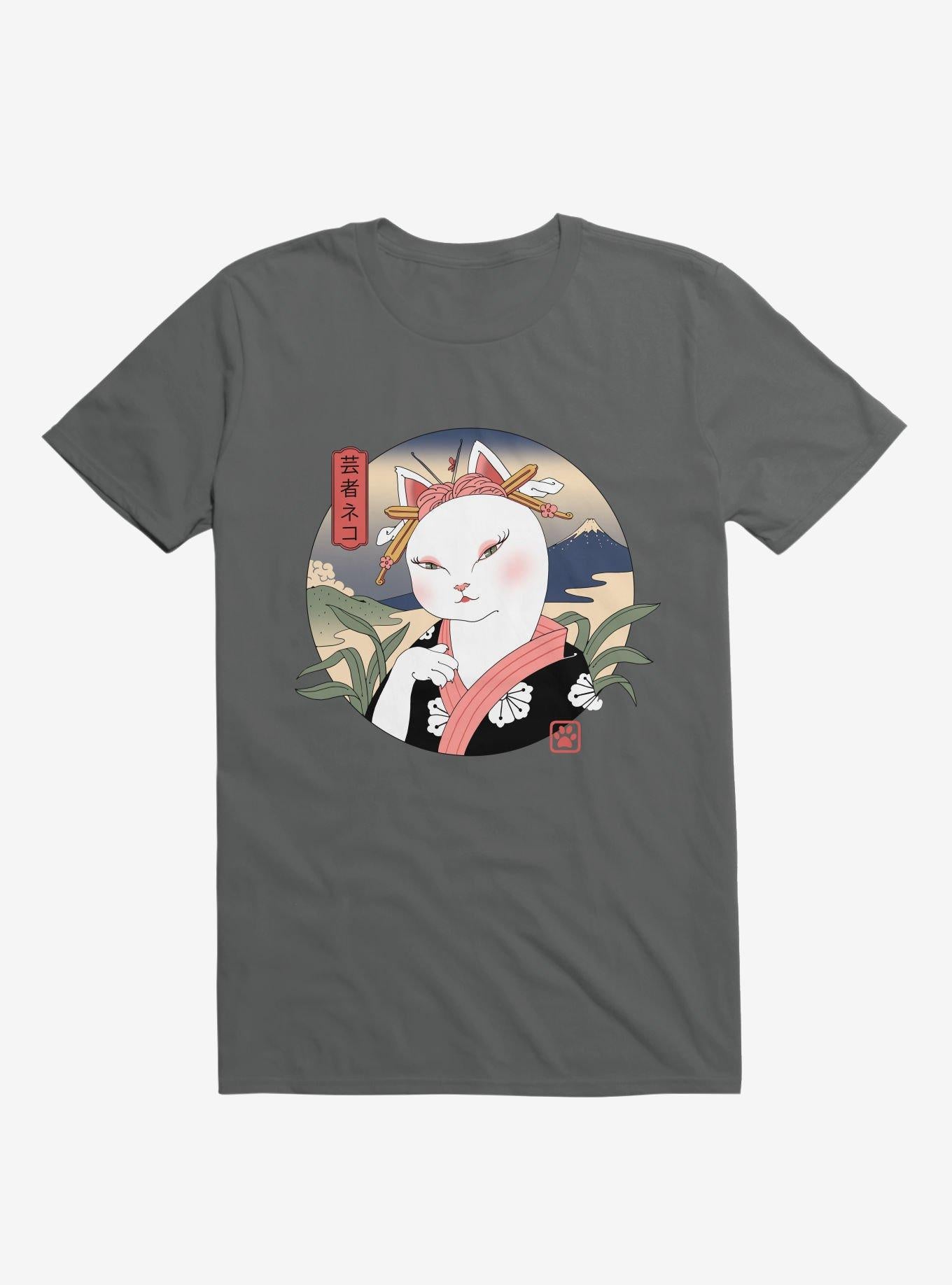 Cat Neko Geisha Charcoal Grey T Shirt T Shirt Trending US