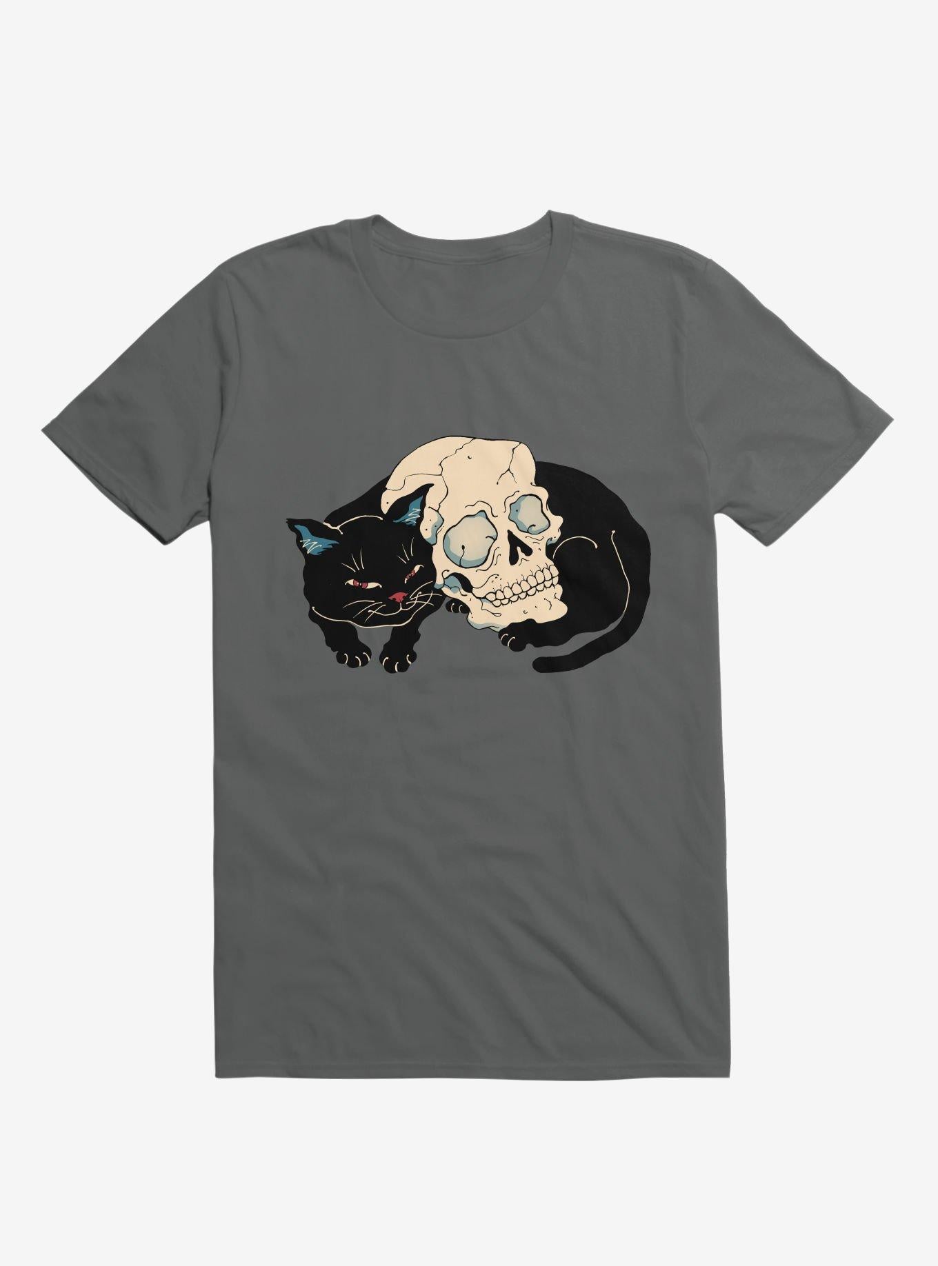 Cat Neko Skull Charcoal Grey T Shirt T Shirt Premium Print Daily Wear