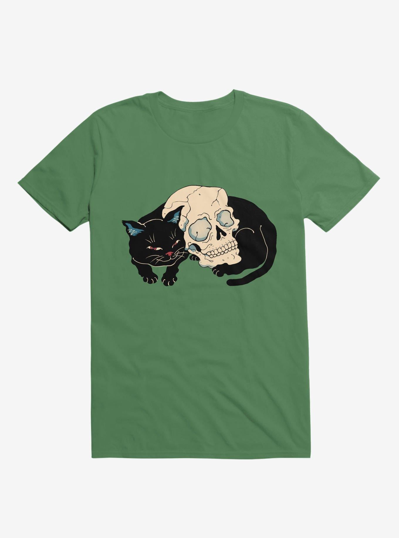 Cat Neko Skull Kelly Green T Shirt T Shirt Comfort Fit Daily Wear