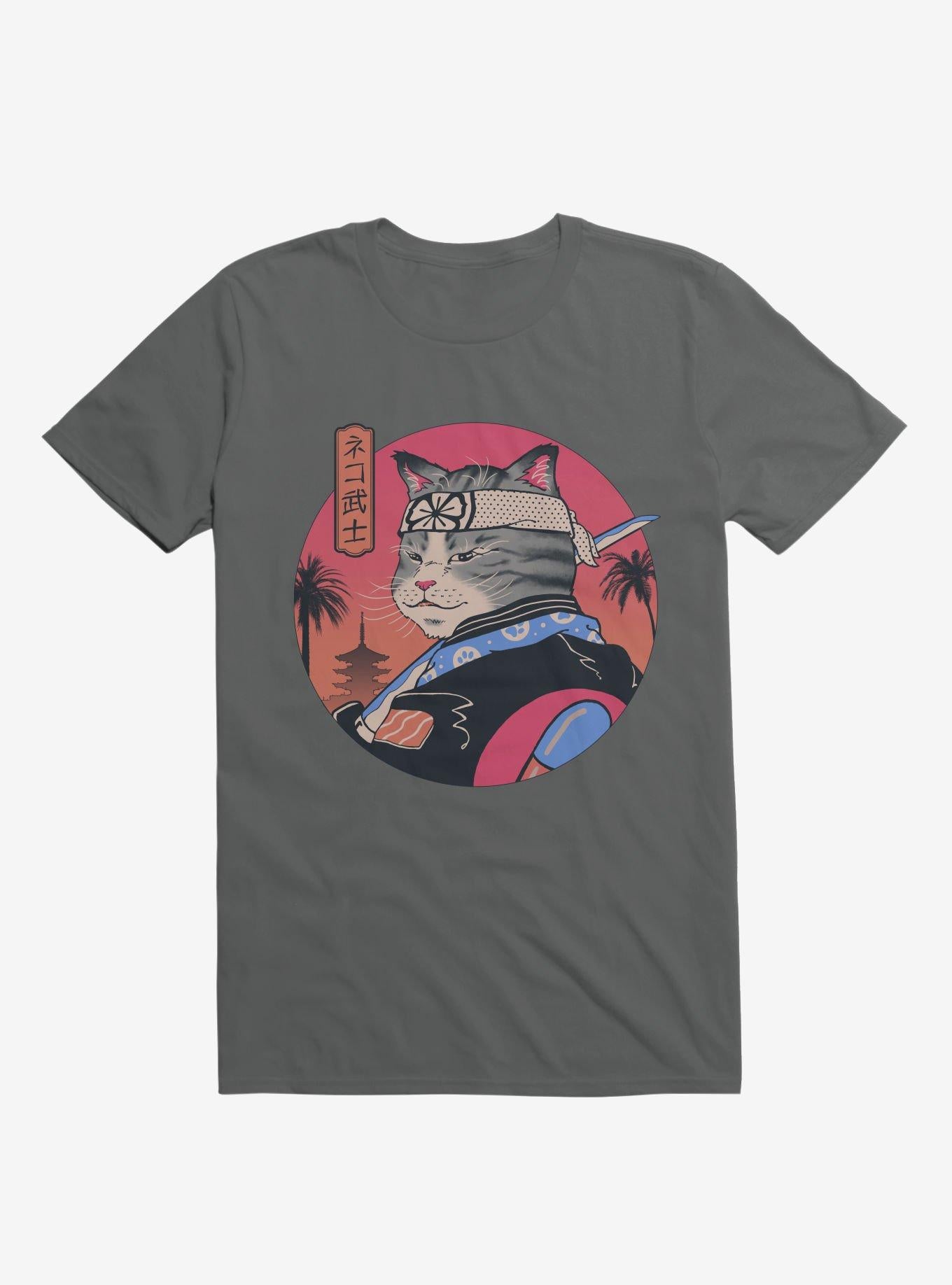 Samurai Cat Charcoal Grey T Shirt T Shirt Viral TikTok Workout Ready