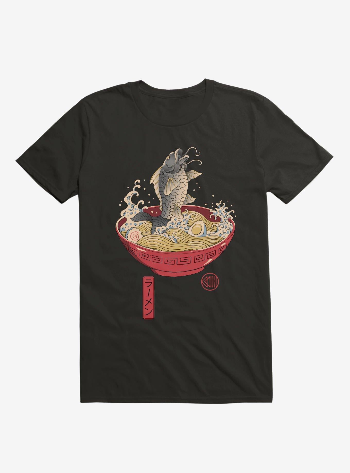 Fish Ramen Black T Shirt T Shirt Streetwear Style Hot Right Now