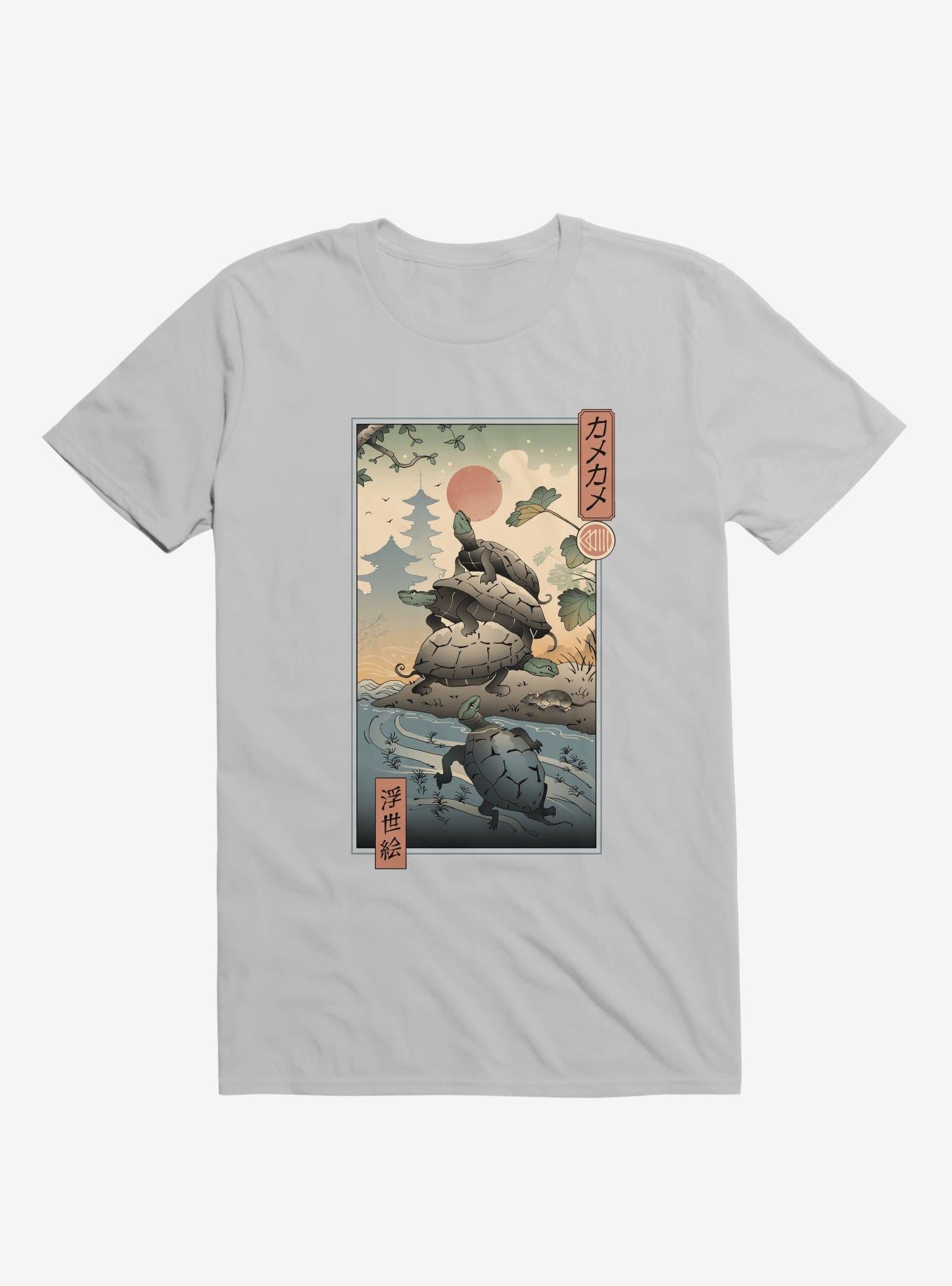 Turtle Stream Kame Kame Ukiyo e Ice Grey T Shirt T Shirt Trending US