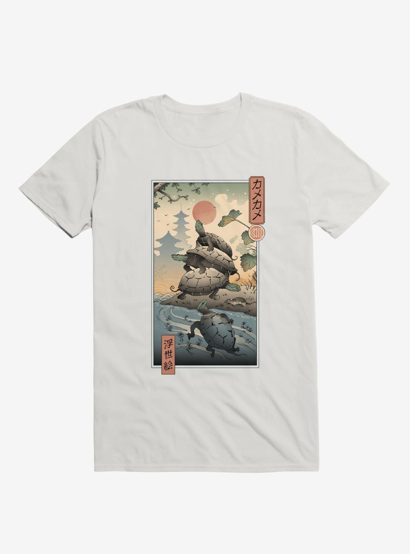 Turtle Stream Kame Kame Ukiyo e White T Shirt T Shirt Trending US