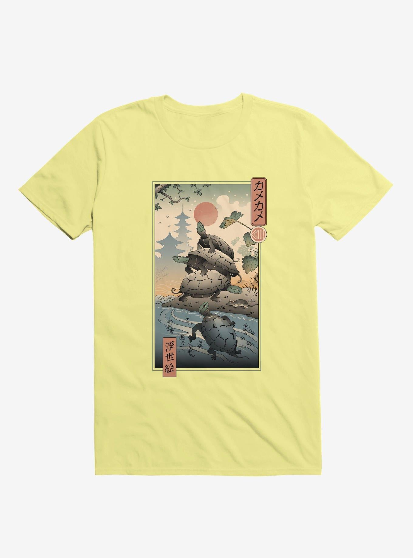 Turtle Stream Kame Kame Ukiyo e Corn Silk Yellow T Shirt T Shirt Trending US
