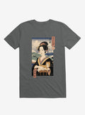 Geisha Cat Lisa Ukiyo e Charcoal Grey T Shirt T Shirt High Search Demand Workout Ready