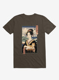 Geisha Cat Lisa Ukiyo e Brown T Shirt T Shirt Gym Lifestyle Fan Favorite