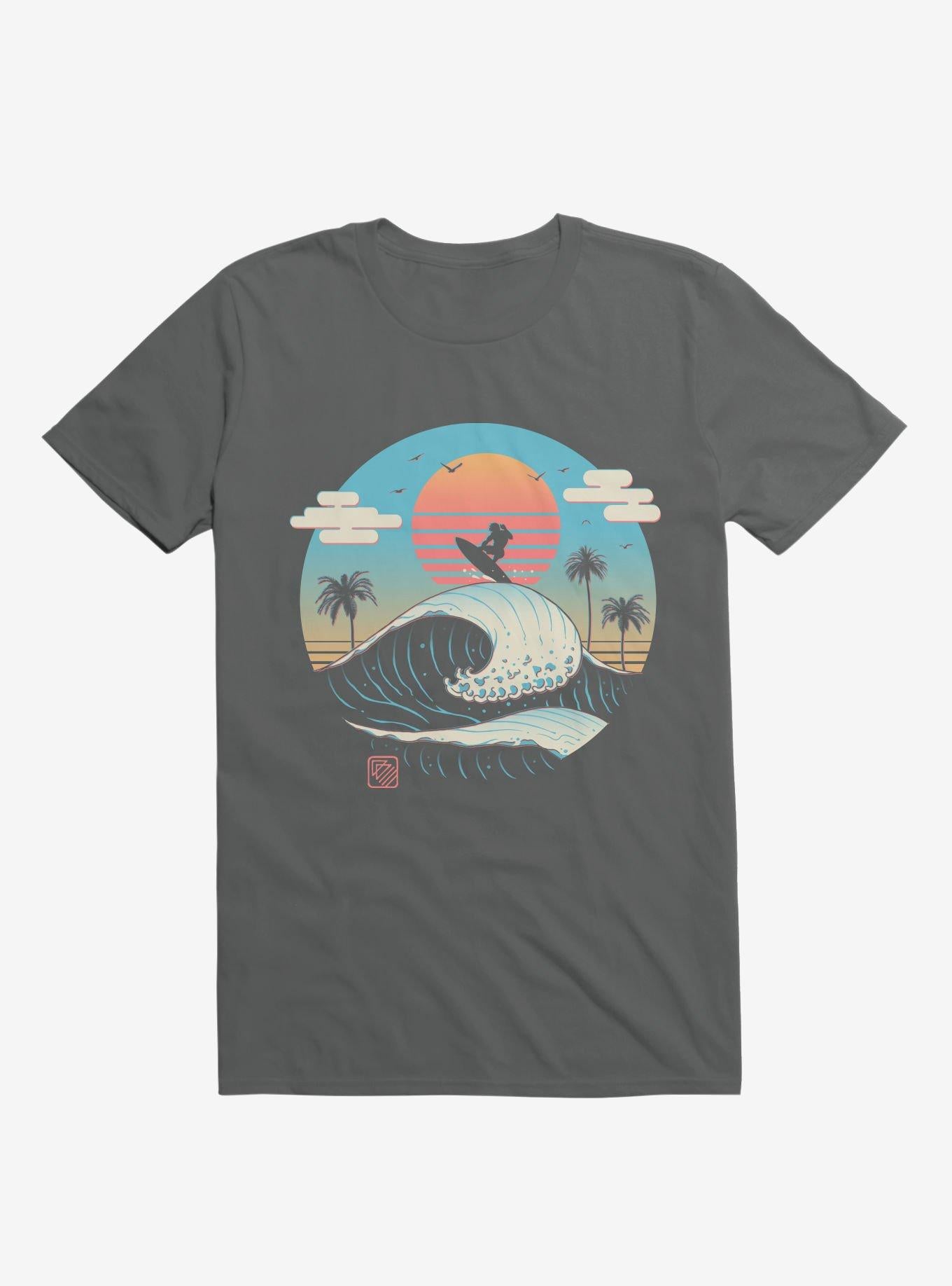 Surfing Waves Summer Vibes Charcoal Grey T Shirt T Shirt Trending US