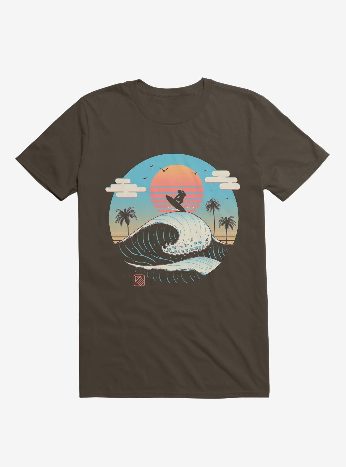 Surfing Waves Summer Vibes Brown T Shirt T Shirt Streetwear Style Hot Right Now