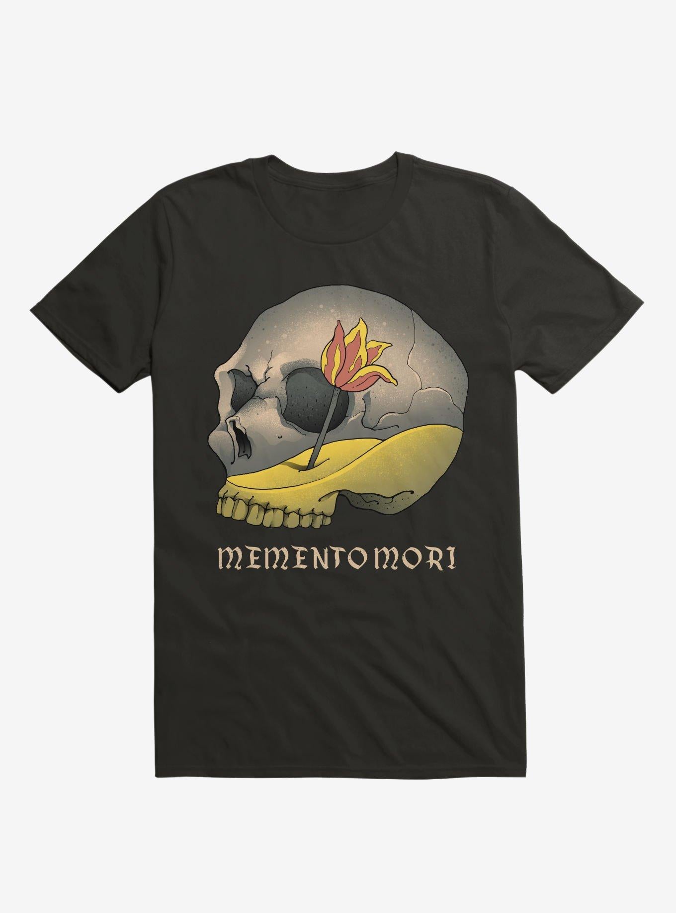 Memento Mori Flower Skull Black T Shirt T Shirt Comfort Fit Hot Right Now