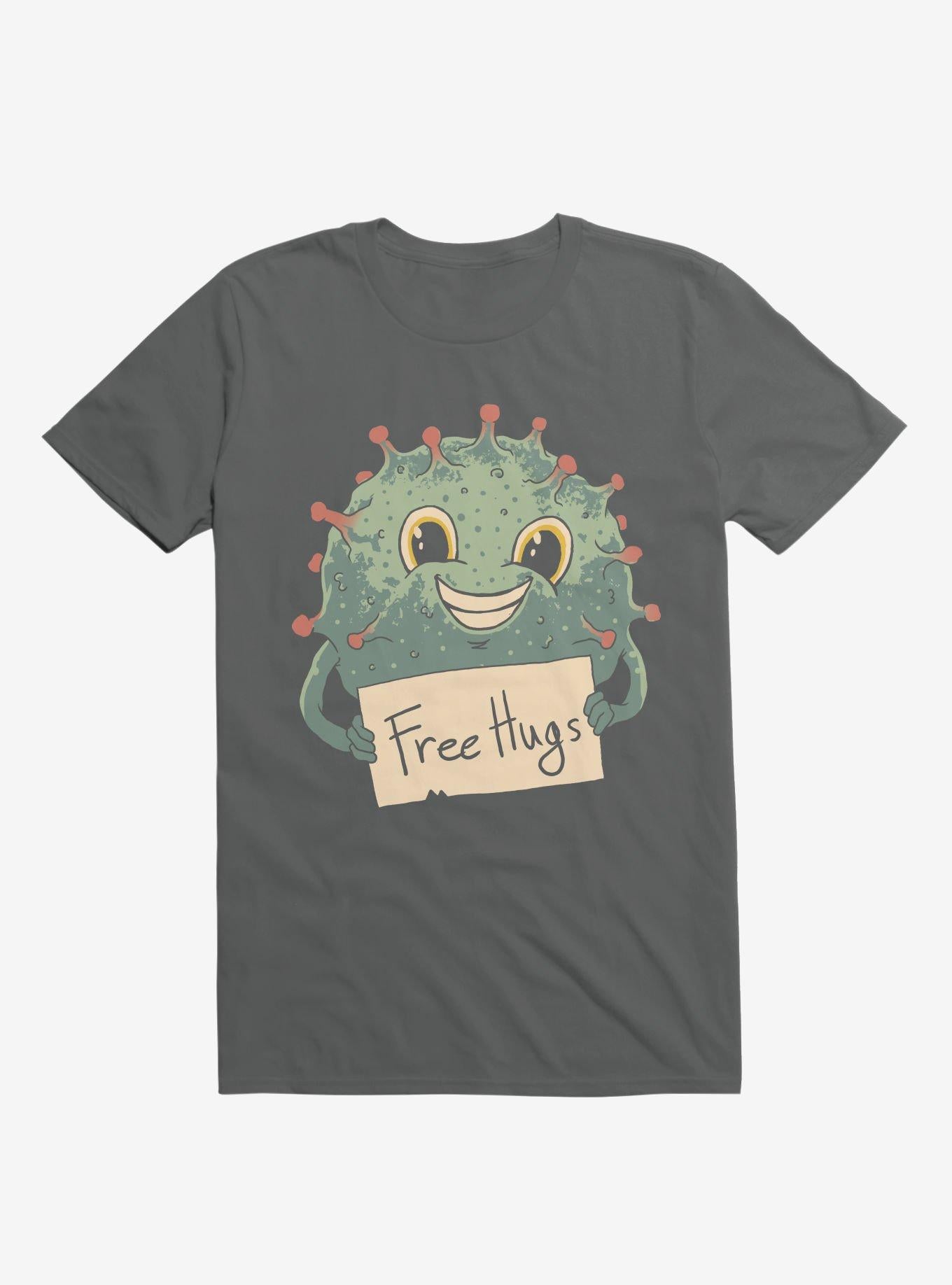 Free Virus Hugs Charcoal Grey T Shirt T Shirt Gym Lifestyle Workout Ready