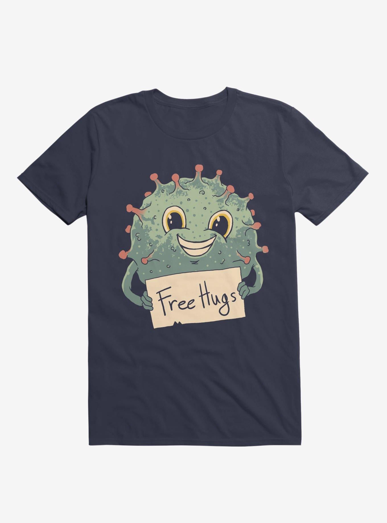 Free Virus Hugs Navy Blue T Shirt T Shirt Trending US