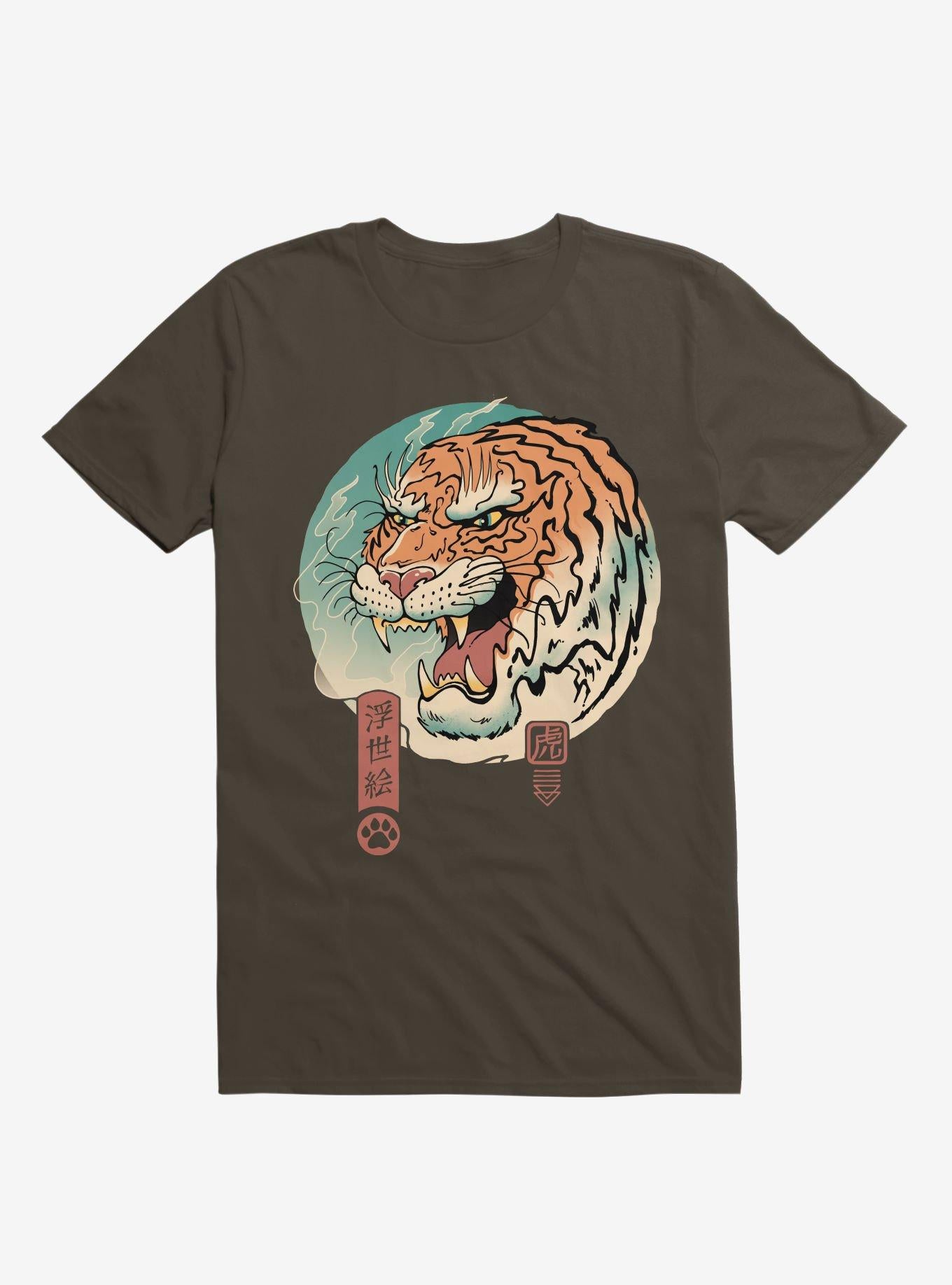 Tiger Ukiyo E Brown T Shirt T Shirt Trending US