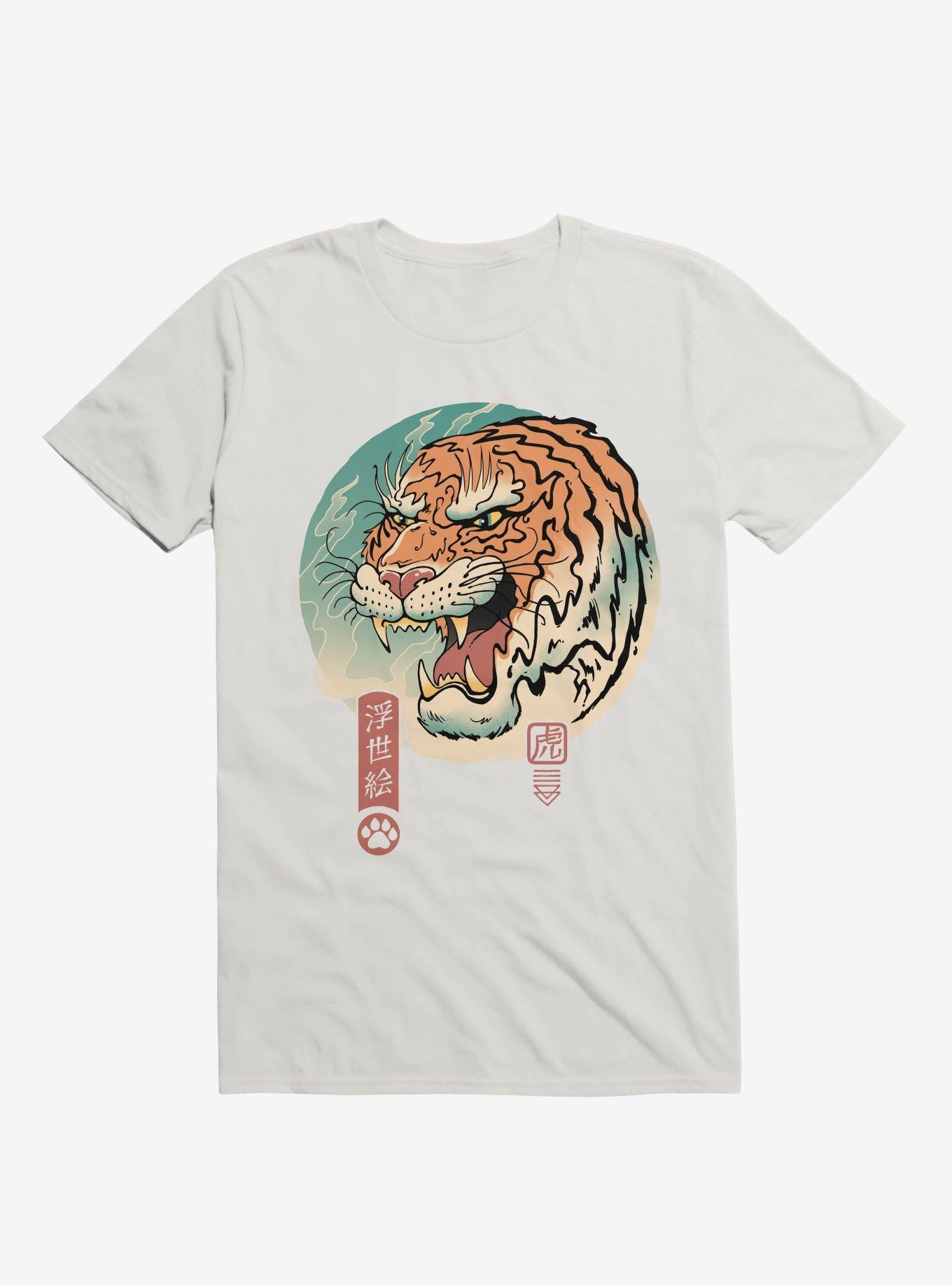 Tiger Ukiyo E White T Shirt T Shirt Premium Print Hot Right Now