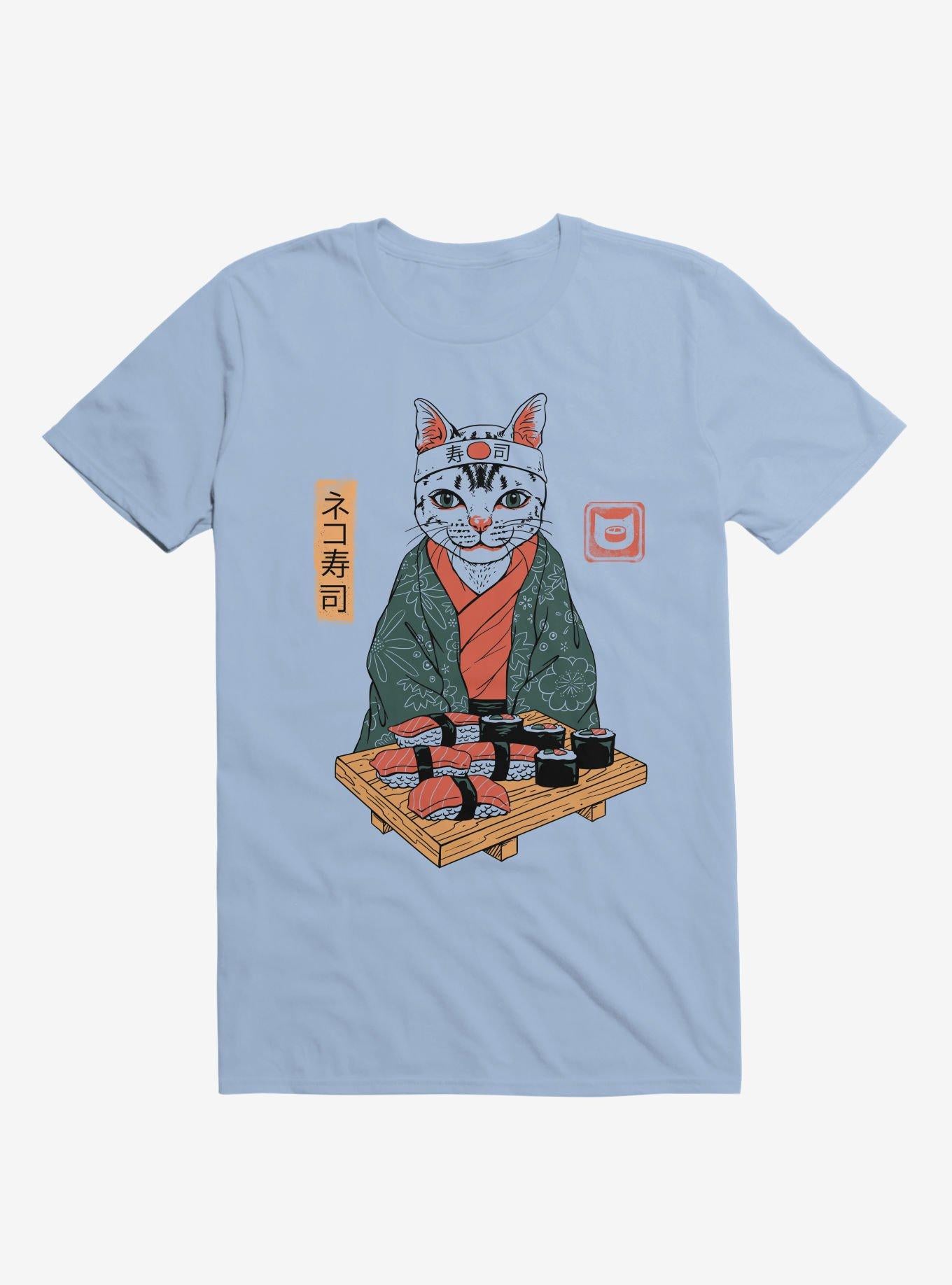 Neko Cat Sushi Bar Light Blue T Shirt T Shirt Trending US