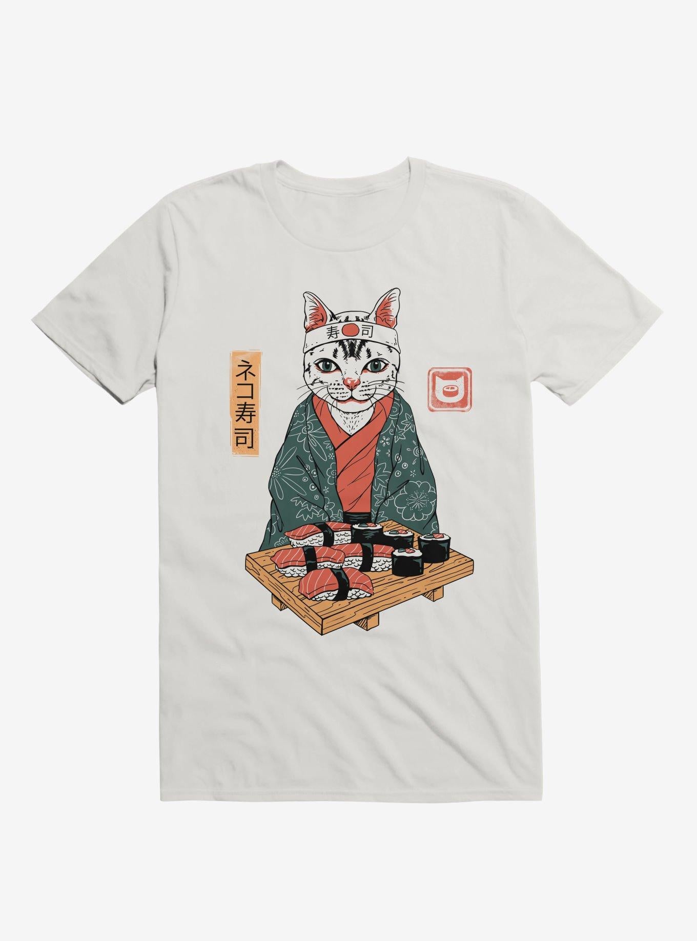 Neko Cat Sushi Bar White T Shirt T Shirt High Search Demand Gift Ready