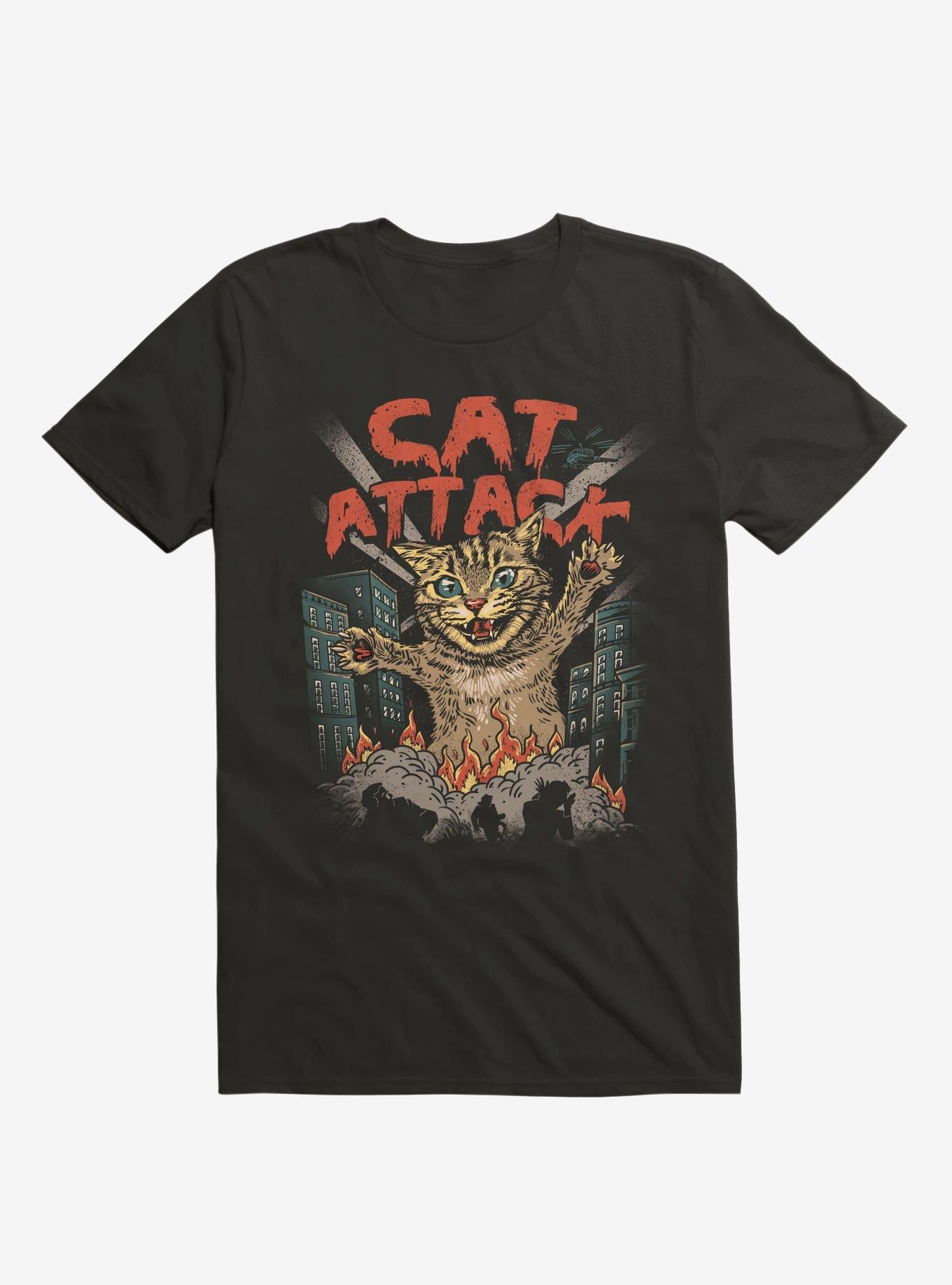 Cat Attack Black T Shirt T Shirt Trending US