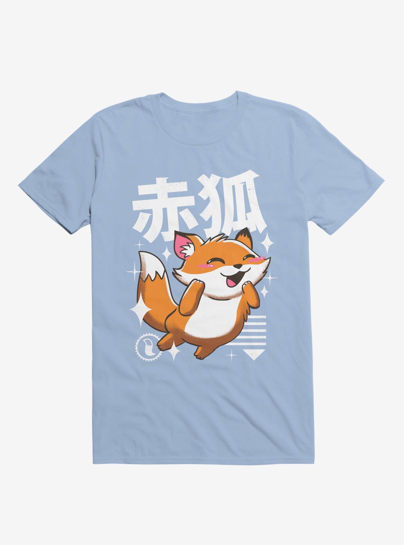 Kawaii Fox Light Blue T Shirt T Shirt Gym Lifestyle Daily Wear