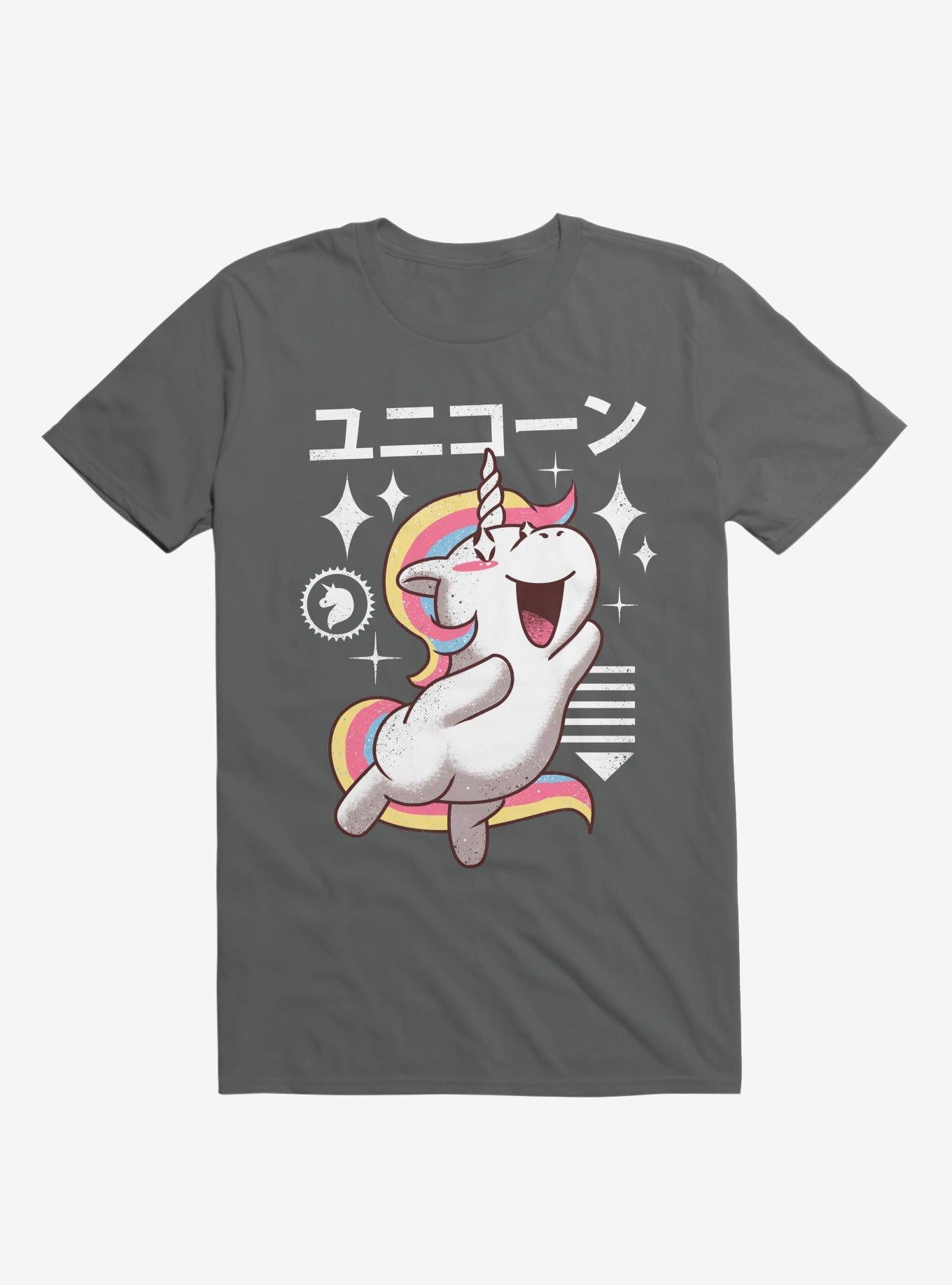 Kawaii Unicorn Charcoal Grey T Shirt T Shirt Comfort Fit Fan Favorite