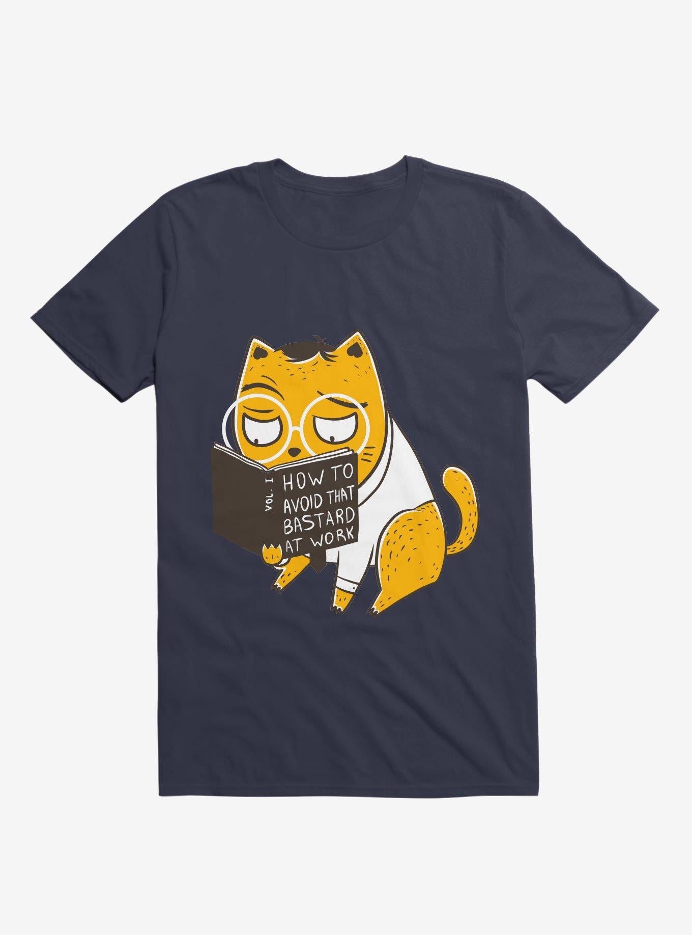 Avoid That Bastard at Work Cat Navy Blue T Shirt T Shirt Trending US