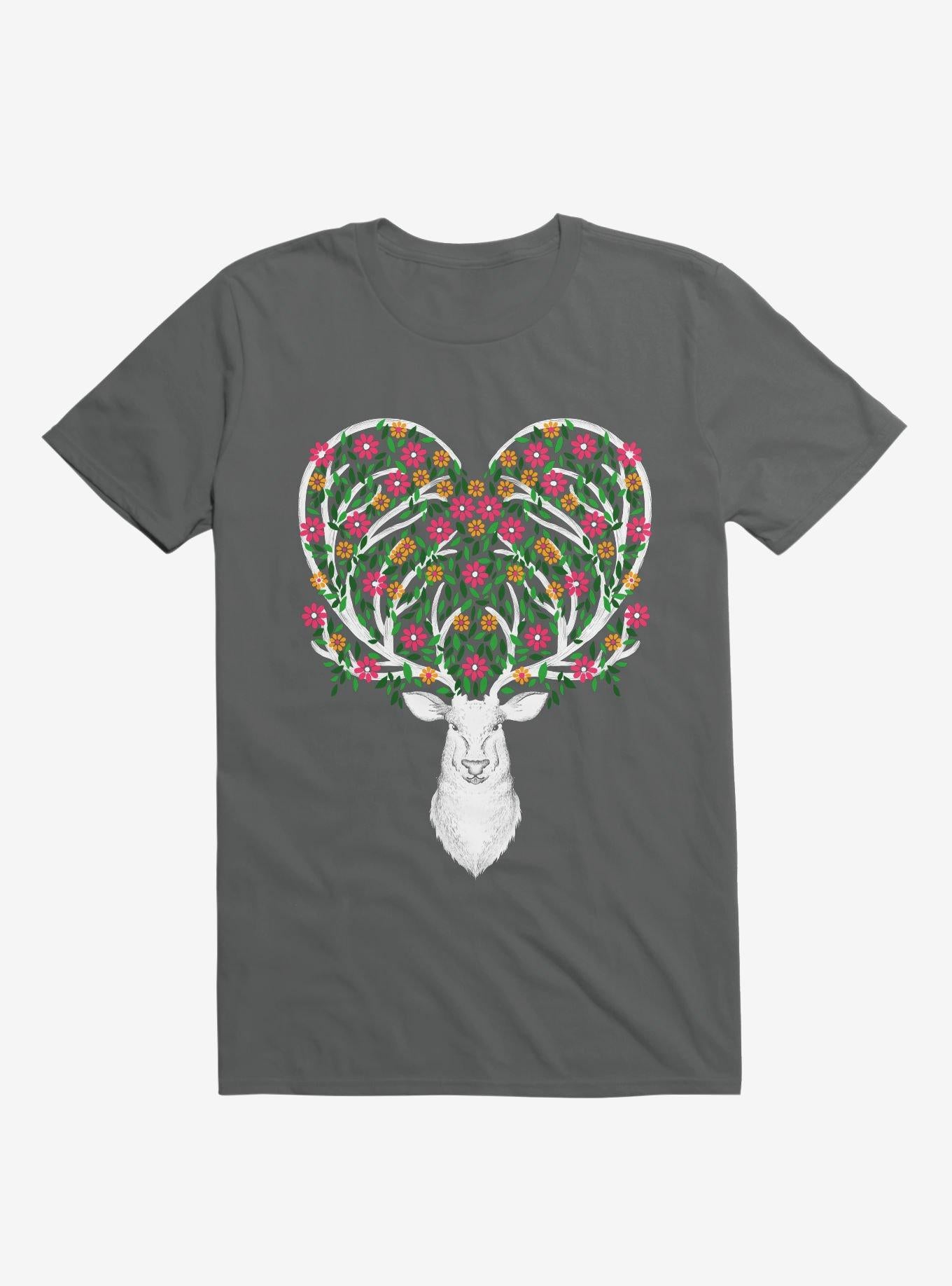 Blooming Deer II Charcoal Grey T Shirt T Shirt Trending US