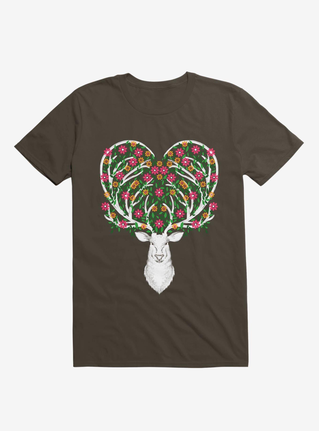 Blooming Deer II Brown T Shirt T Shirt Gym Lifestyle Workout Ready
