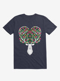 Blooming Deer II Navy Blue T Shirt T Shirt Gym Lifestyle Daily Wear