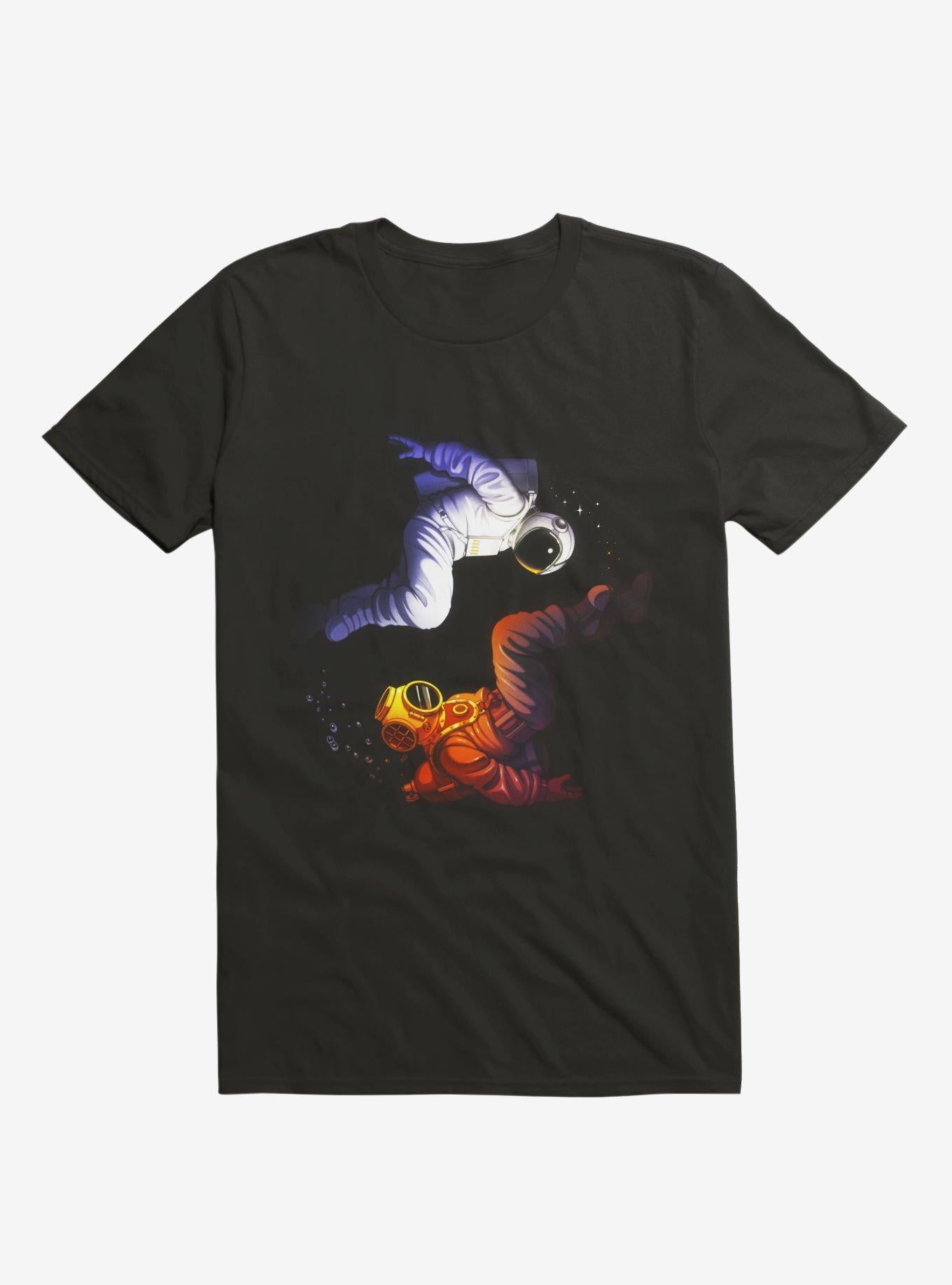 Yin Yang Astronaut Scuba Black T Shirt T Shirt Premium Print Gift Ready
