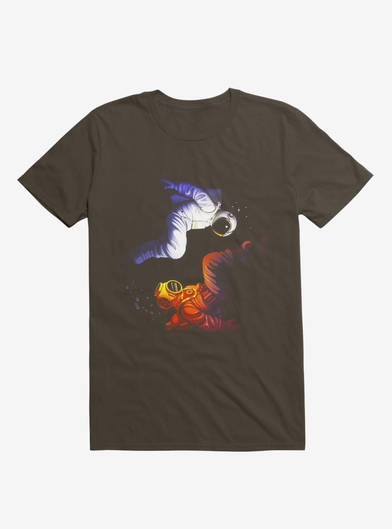 Yin Yang Astronaut Scuba Brown T Shirt T Shirt Viral TikTok Gift Ready