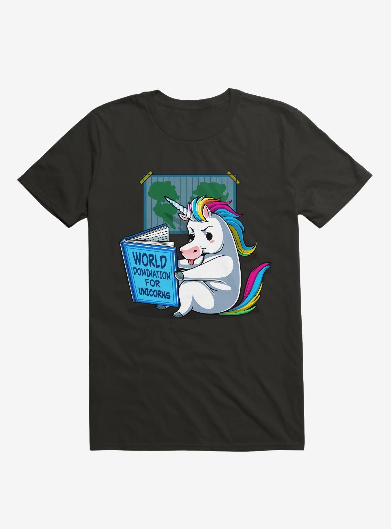 World Domination For Unicorns Black T Shirt T Shirt Streetwear Style Best Seller Look