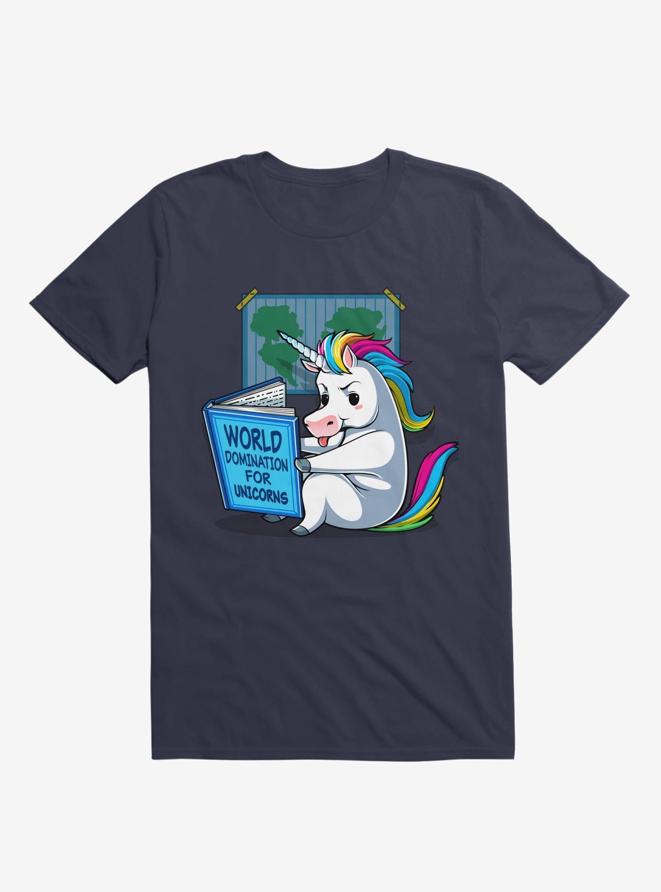 World Domination For Unicorns Navy Blue T Shirt T Shirt Streetwear Style Fan Favorite