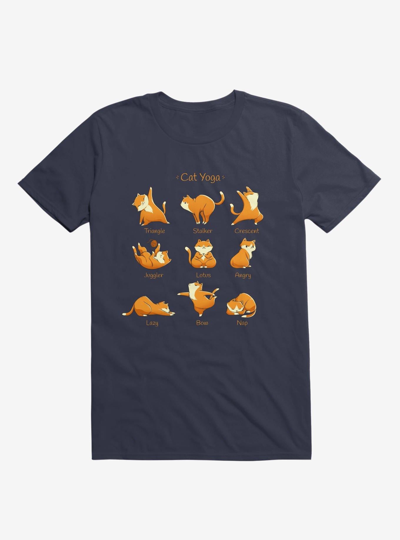 Yoga Cat Navy Blue T Shirt T Shirt Trending US