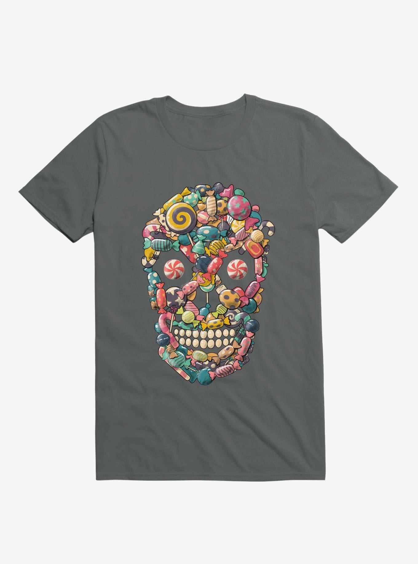 Candy Skull Charcoal Grey T Shirt T Shirt Trending US