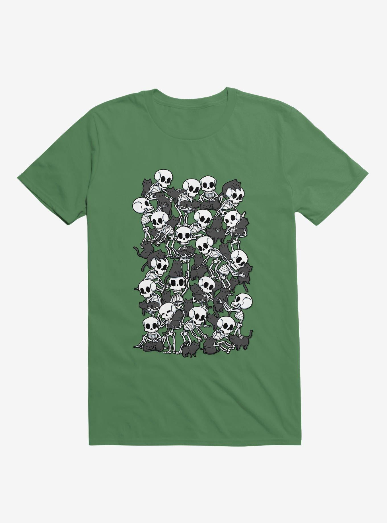 Cat Skull Party Kelly Green T Shirt T Shirt Streetwear Style Gift Ready