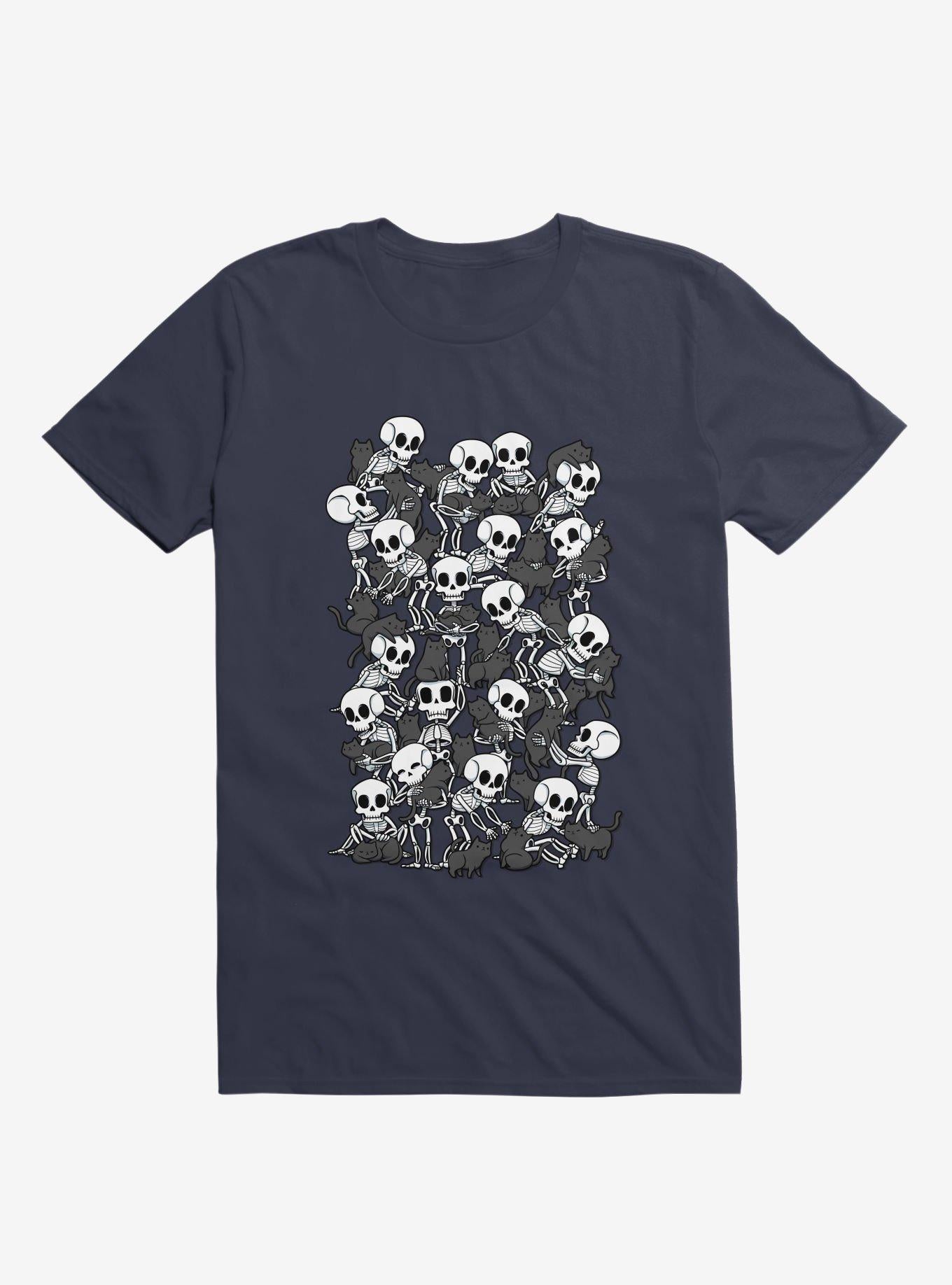 Cat Skull Party Navy Blue T Shirt T Shirt Trending US
