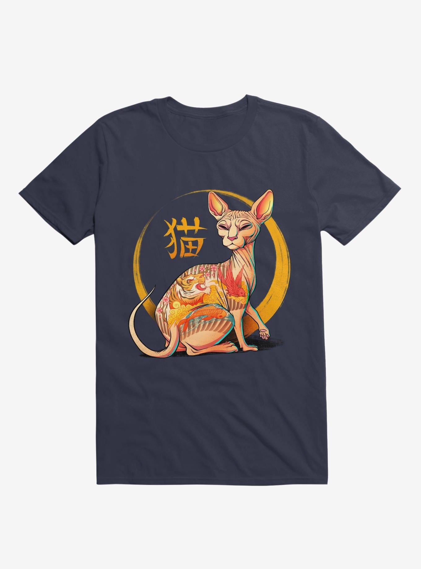 Yakuza Cat Navy Blue T Shirt T Shirt Trending US