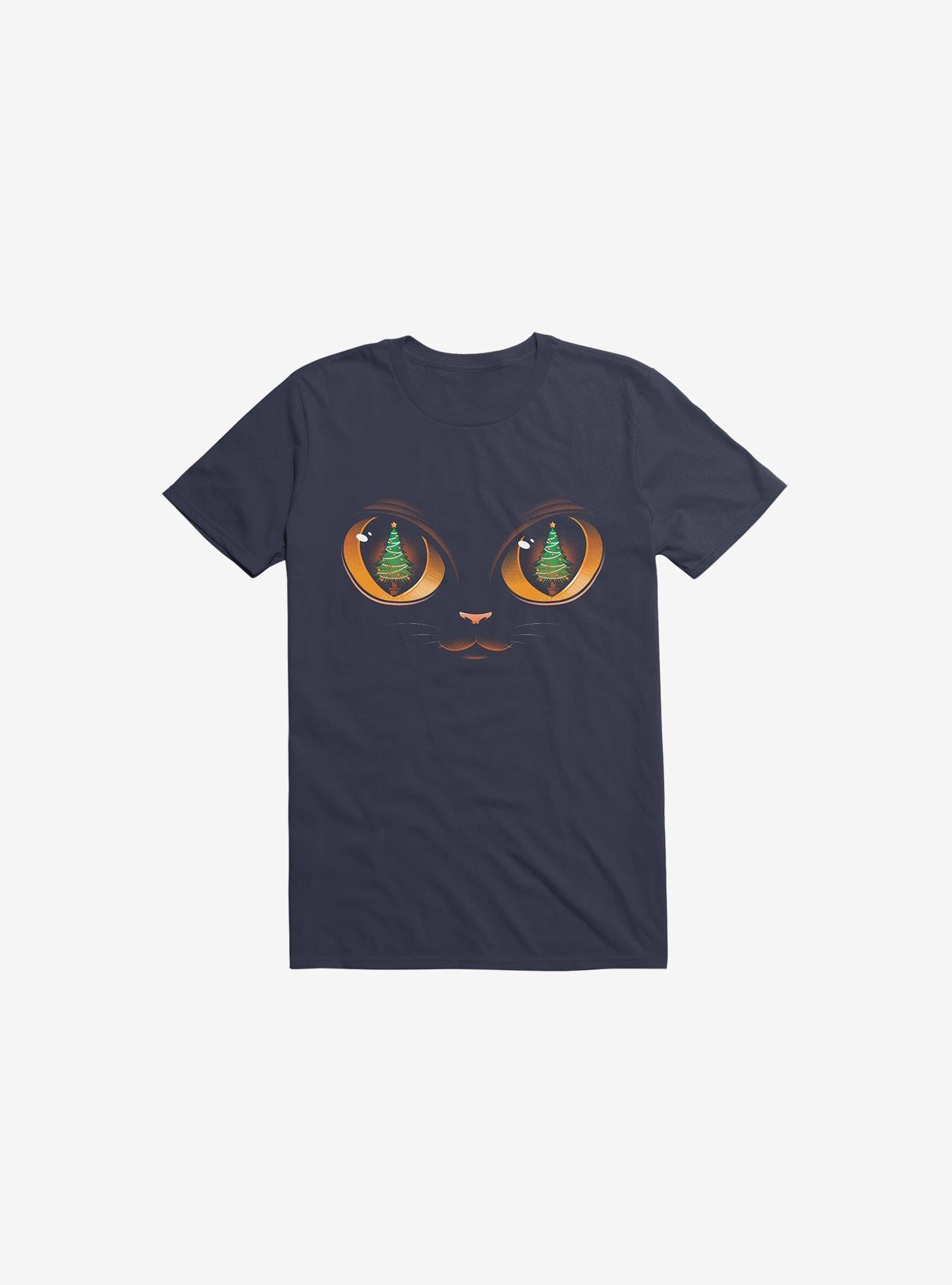 Xmas Cat Attack Navy Blue T Shirt T Shirt Trending US