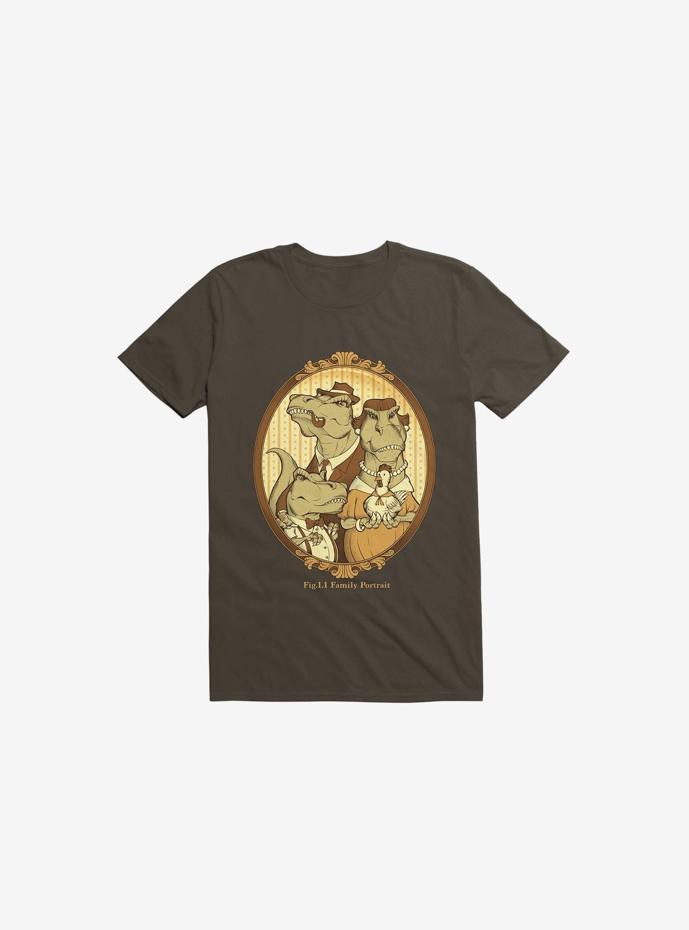 Family Portrait Dinosaur Brown T Shirt T Shirt Comfort Fit Workout Ready