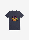 Hello Cat Halloween Navy Blue T Shirt T Shirt Streetwear Style Gift Ready