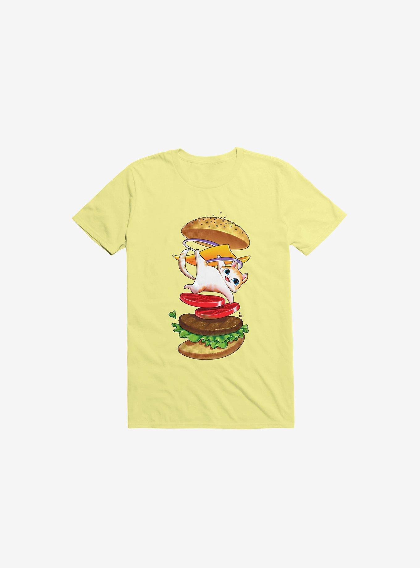 Hamburger Cat Corn Silk Yellow T Shirt T Shirt Streetwear Style Best Seller Look