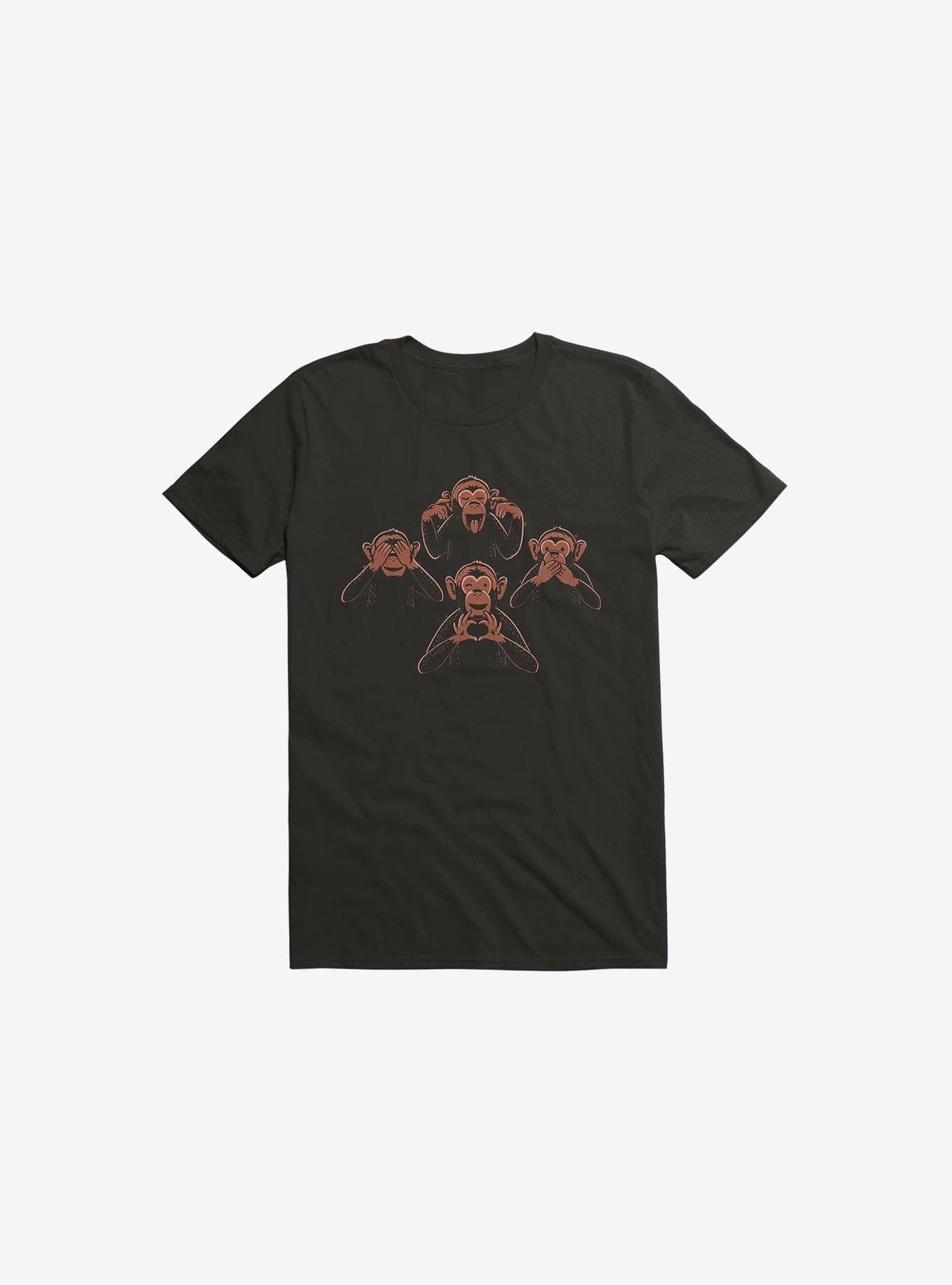 Four Wise Monkeys Black T Shirt T Shirt Trending US Gift Ready