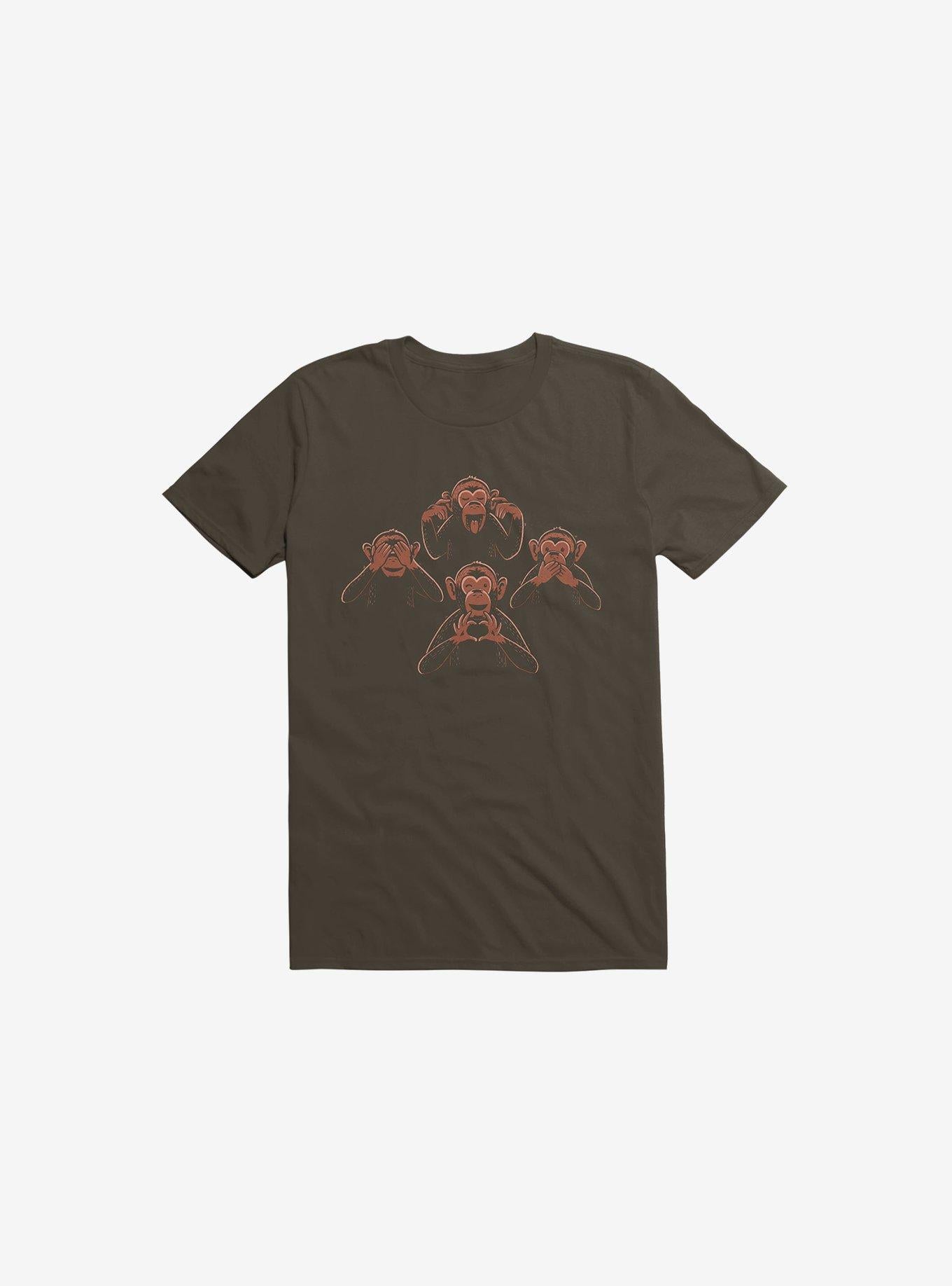 Four Wise Monkeys Brown T Shirt T Shirt Streetwear Style Fan Favorite