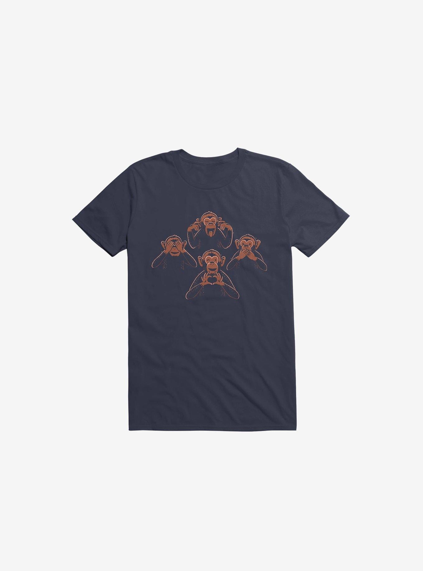 Four Wise Monkeys Navy Blue T Shirt T Shirt Trending US