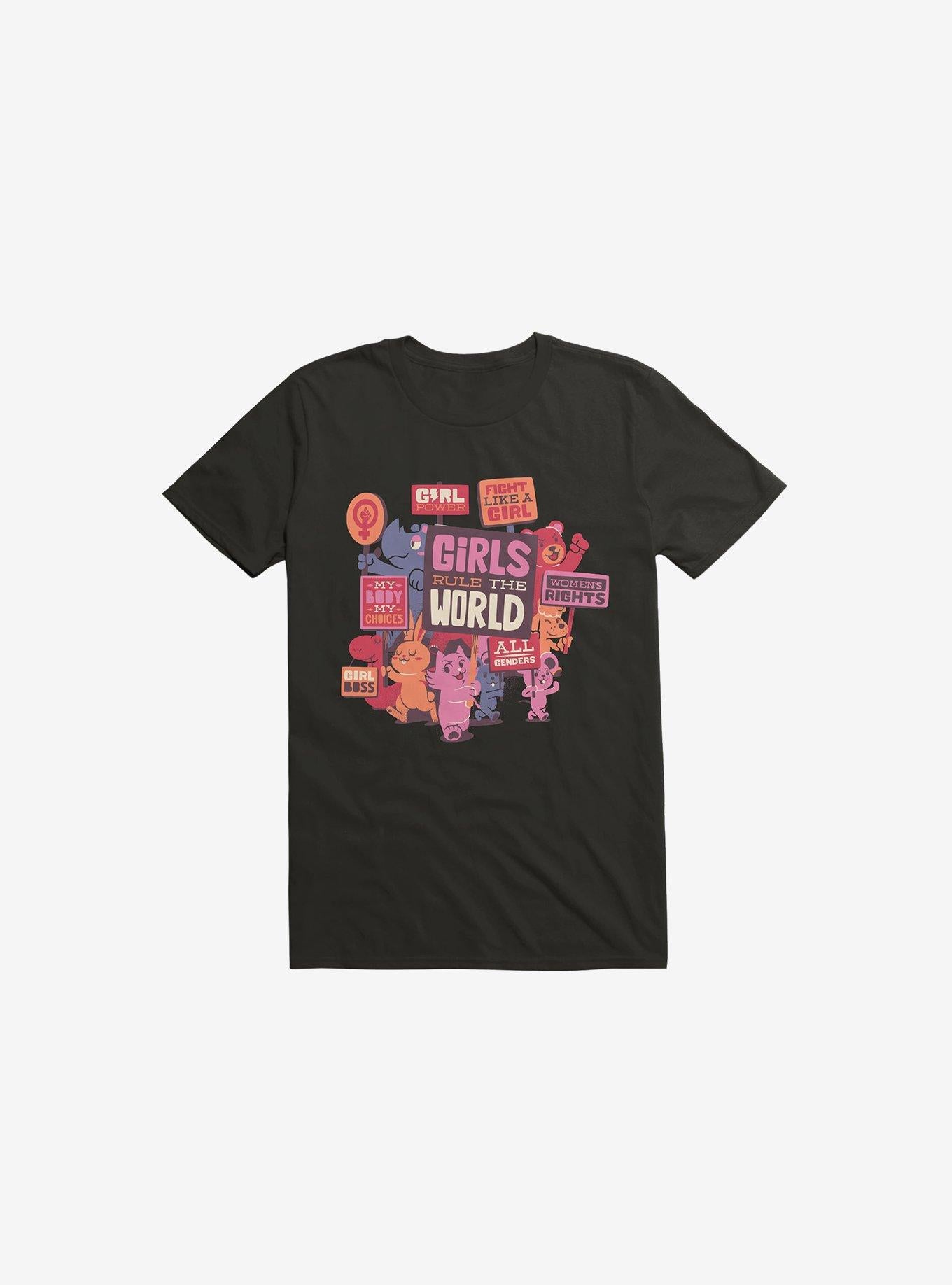 Girls Rule The World Black T Shirt T Shirt Comfort Fit Gift Ready