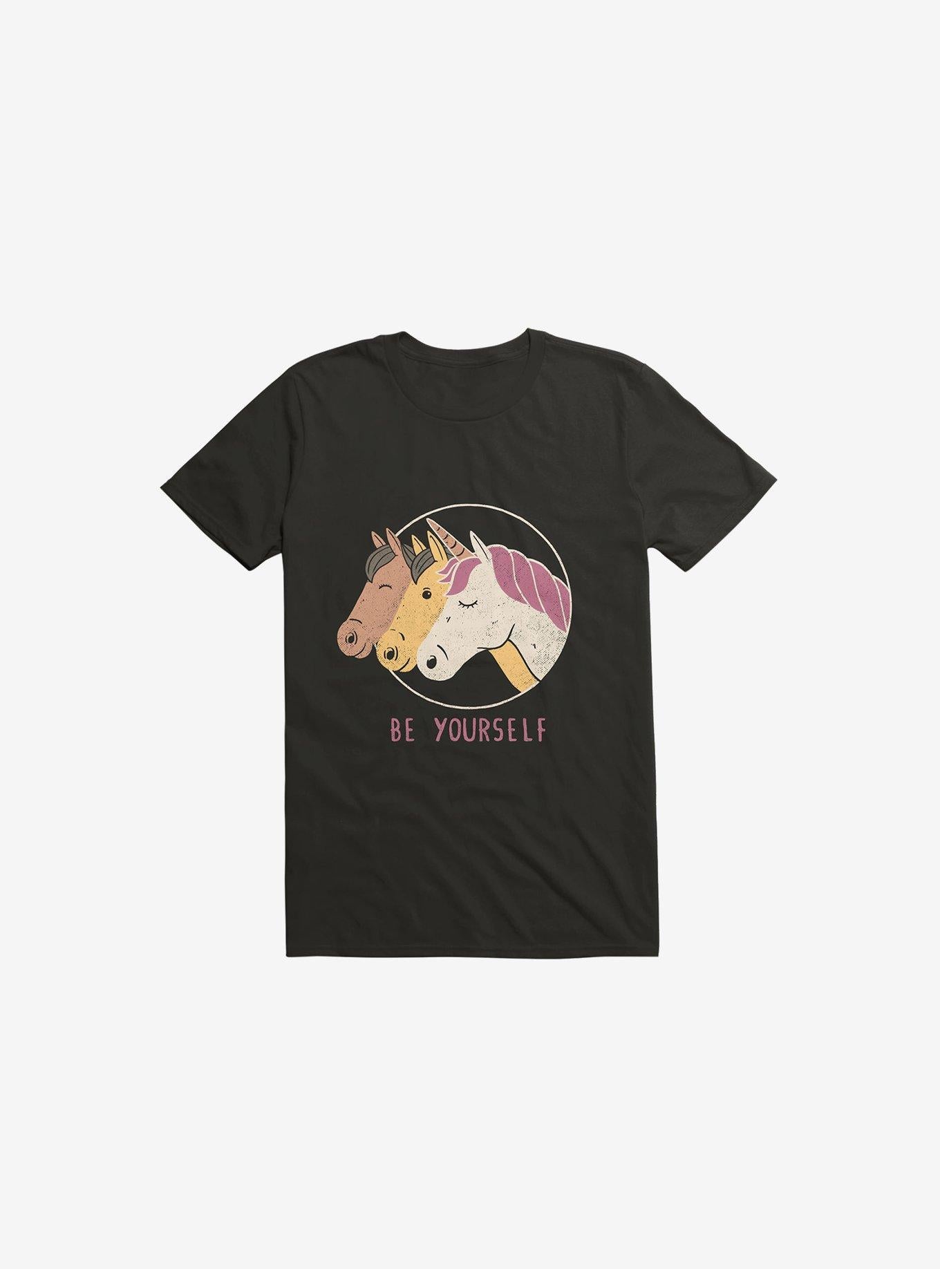 Be Yourself Unicorn Black T Shirt T Shirt Trending US