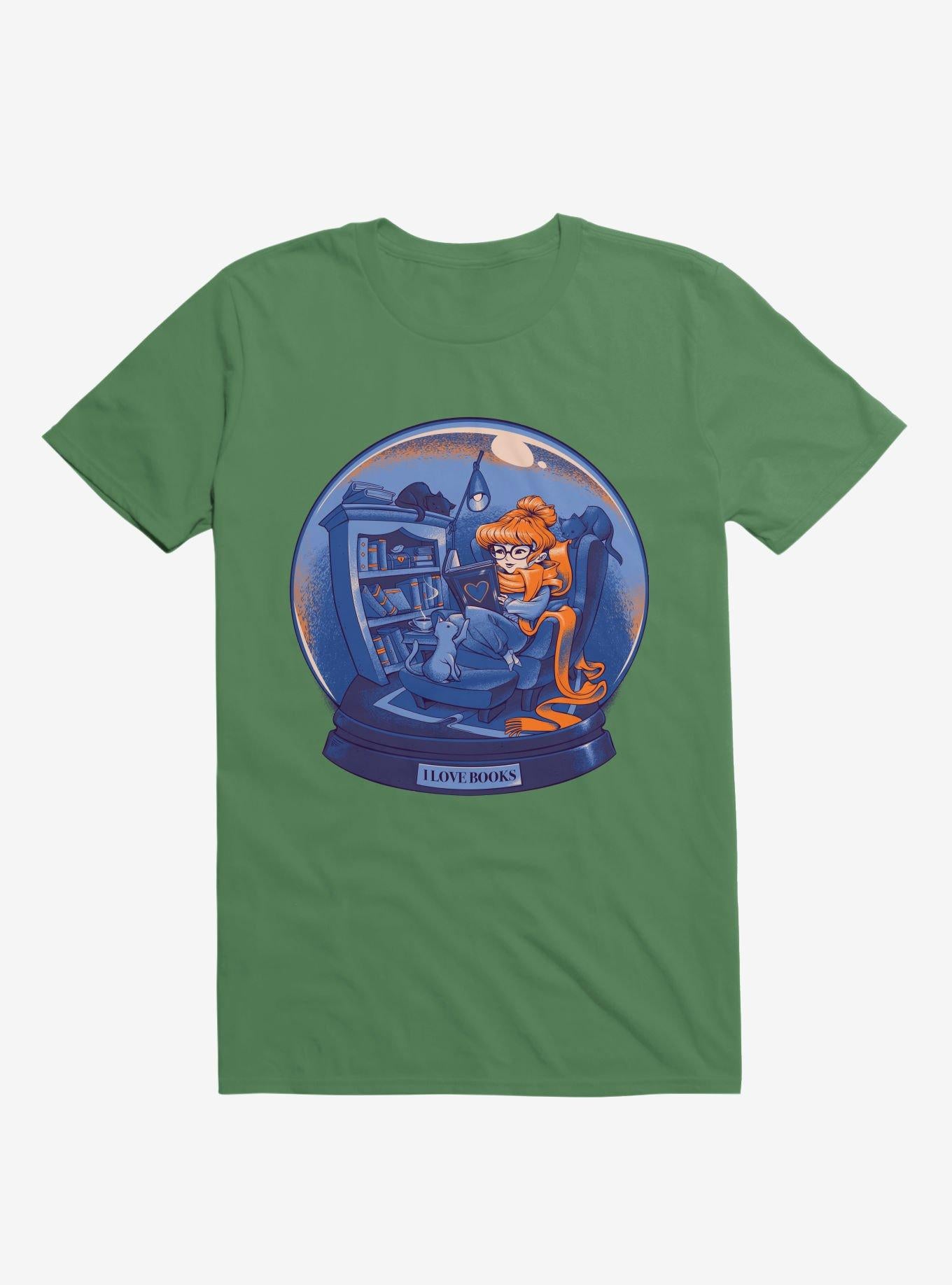 I Love Books And Cats Kelly Green T Shirt T Shirt Trending US