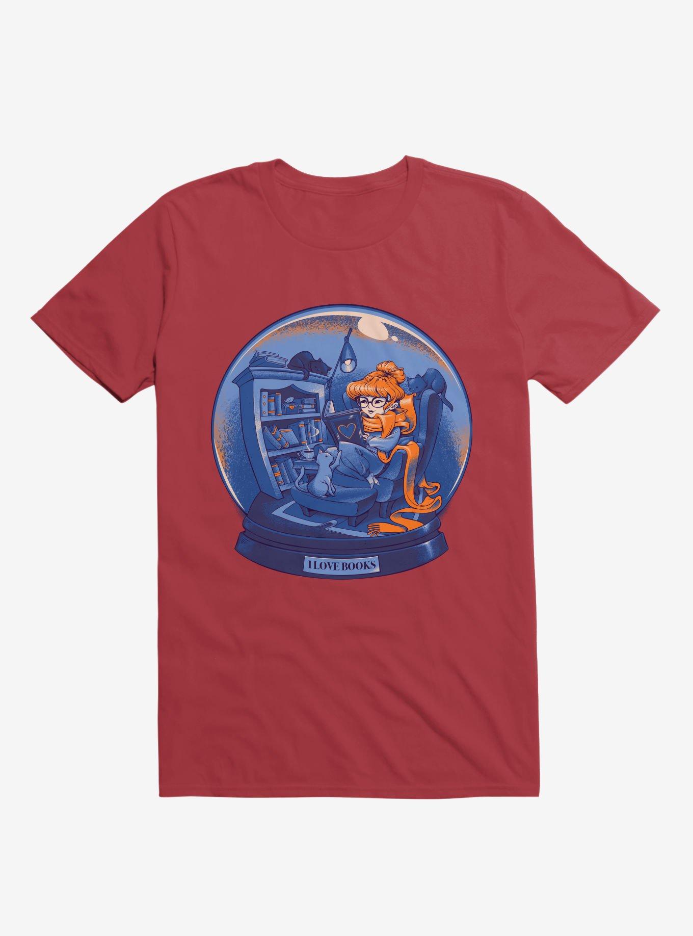I Love Books And Cats Red T Shirt T Shirt Trending US