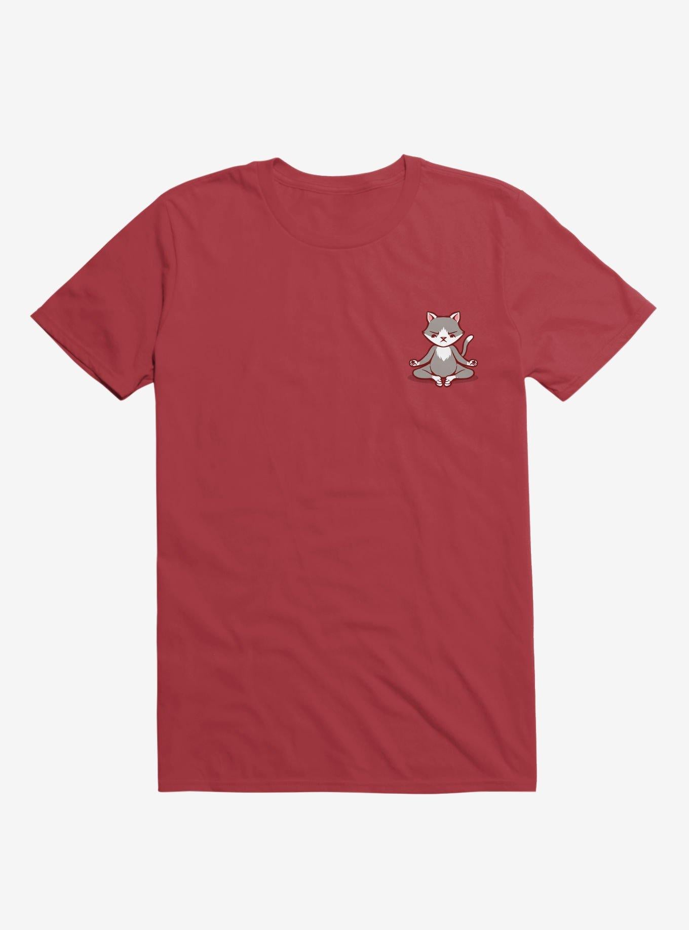 Cat Animals Meditation Zen Buddhism Red T Shirt T Shirt High Search Demand Daily Wear